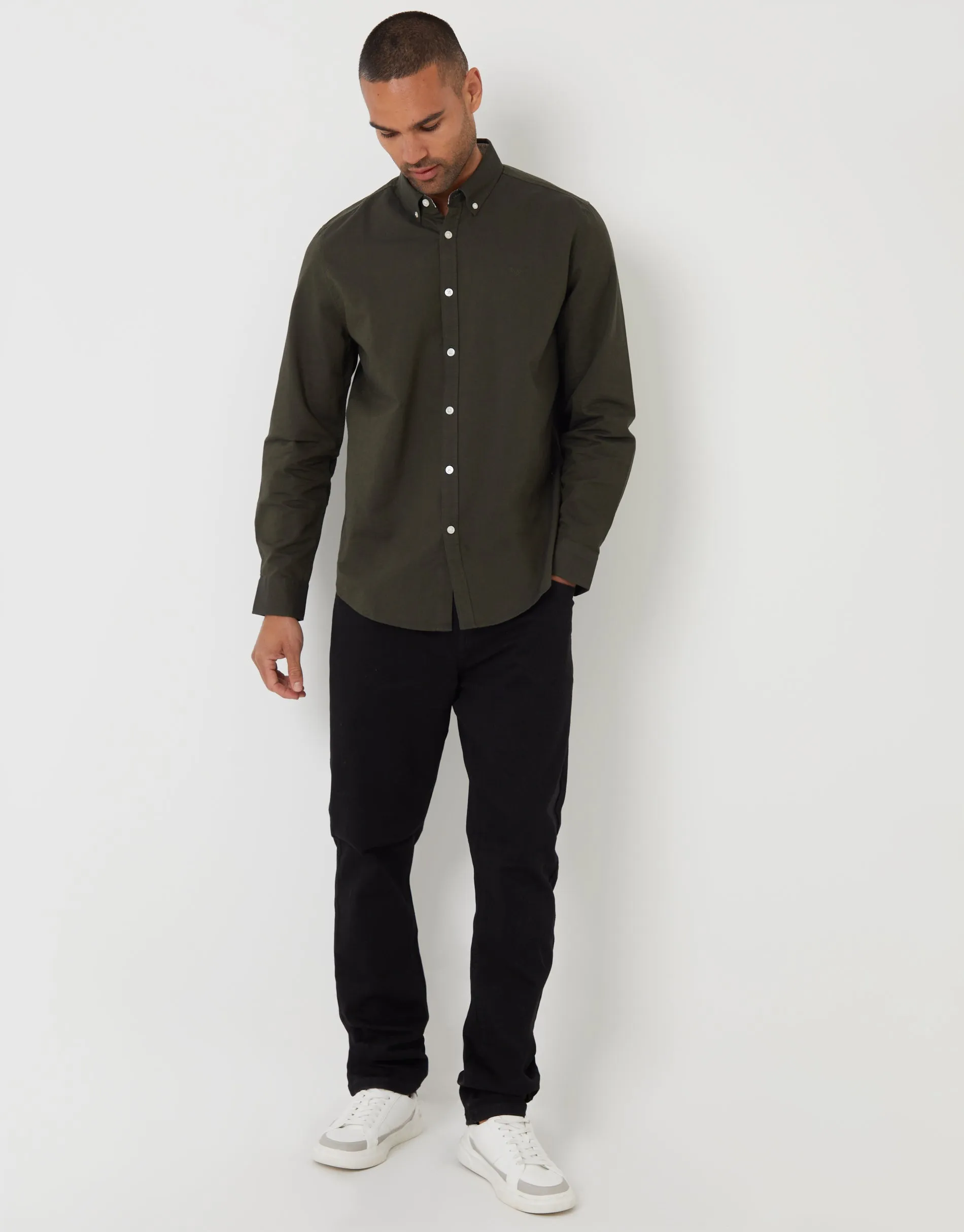 Forest Green Cotton Long Sleeve Shirt sold by Threadbare product image thumbnail 3
