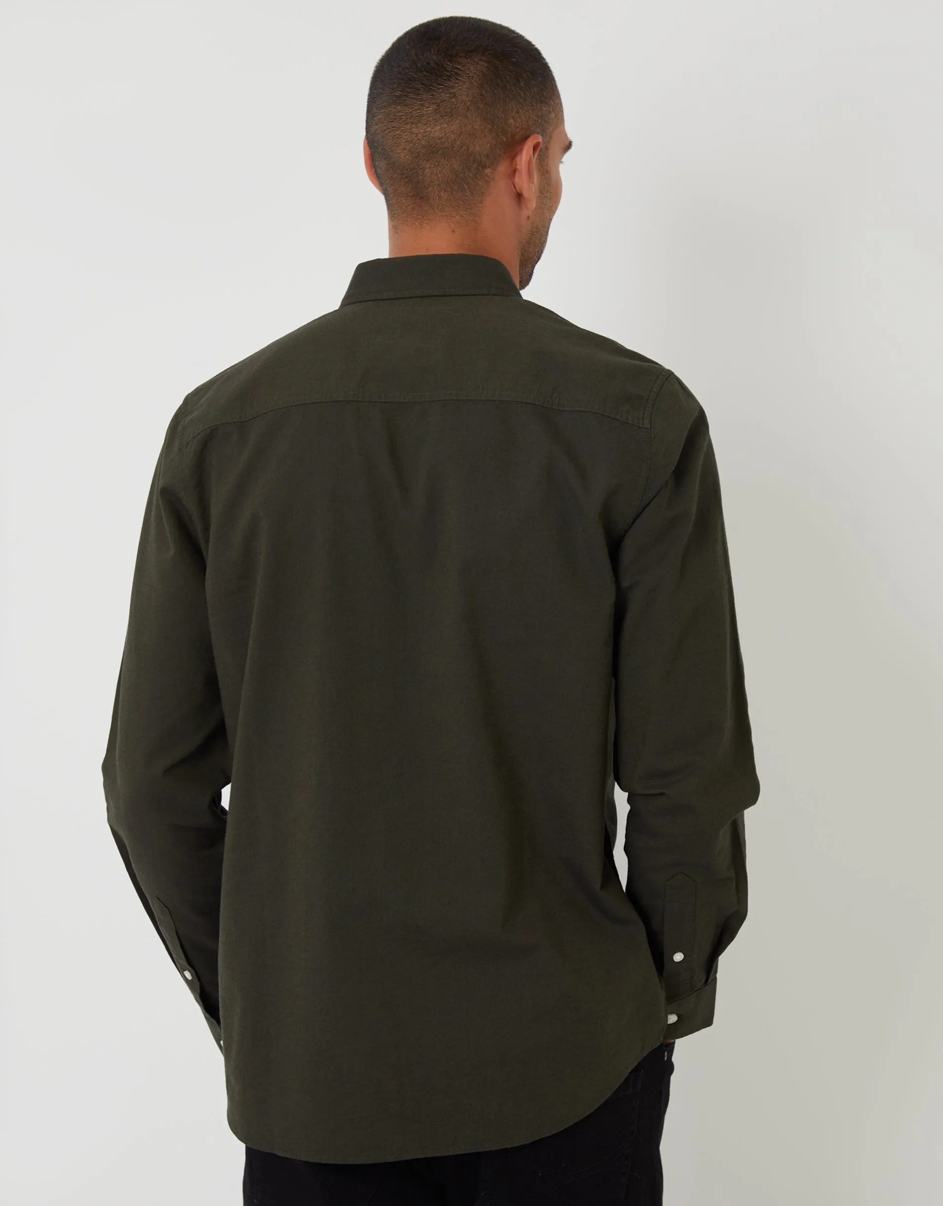Forest Green Cotton Long Sleeve Shirt sold by Threadbare product image thumbnail 2