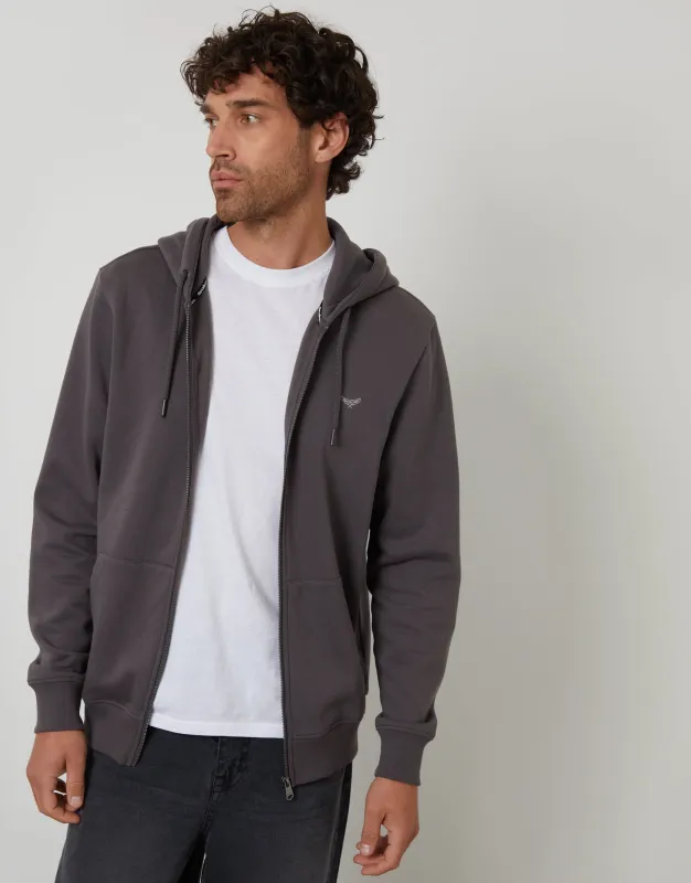 Slate Grey Zip-Through Hoodie sold by Threadbare