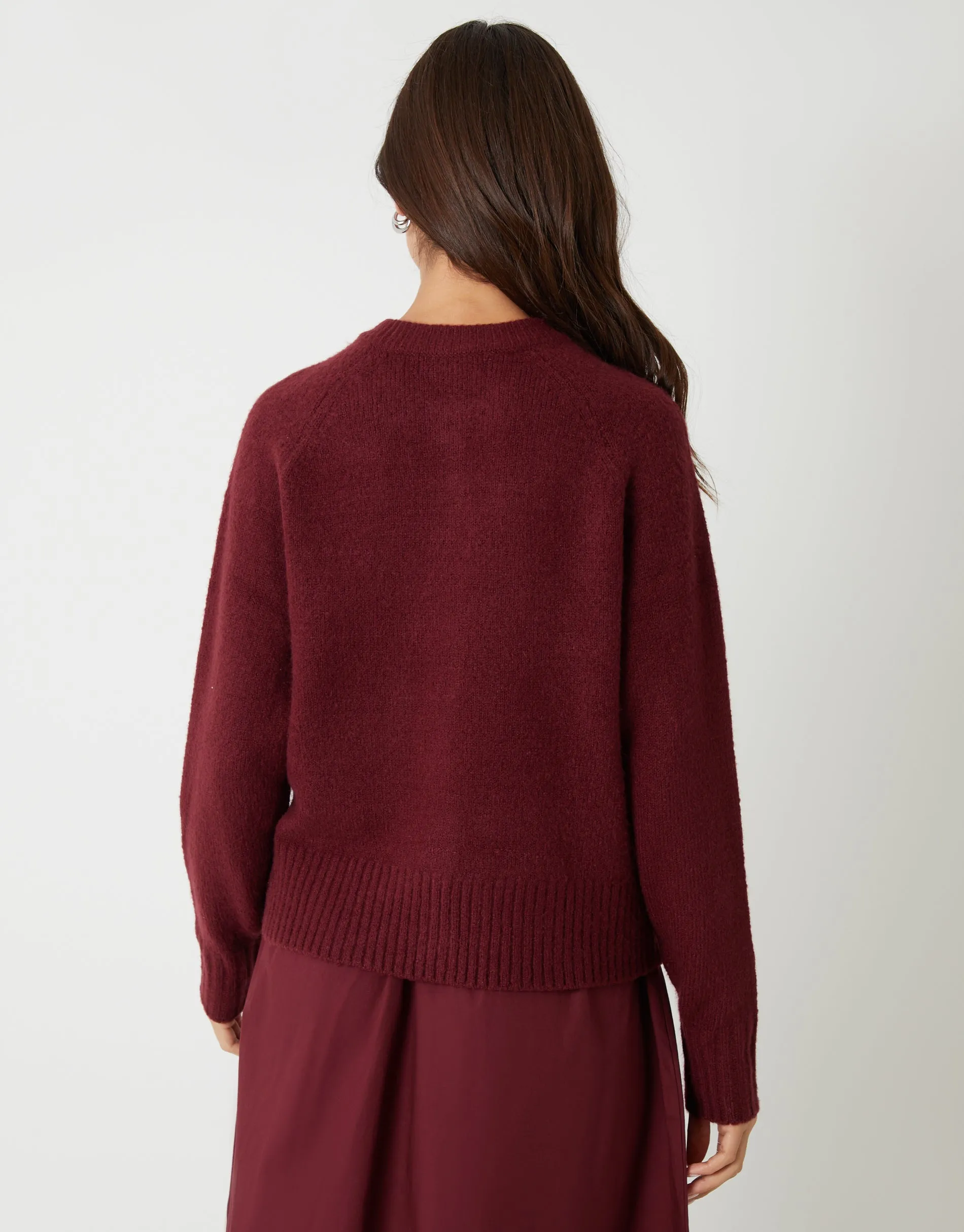 Berry Red Button Up Knitted Cardigan sold by Threadbare product image thumbnail 3