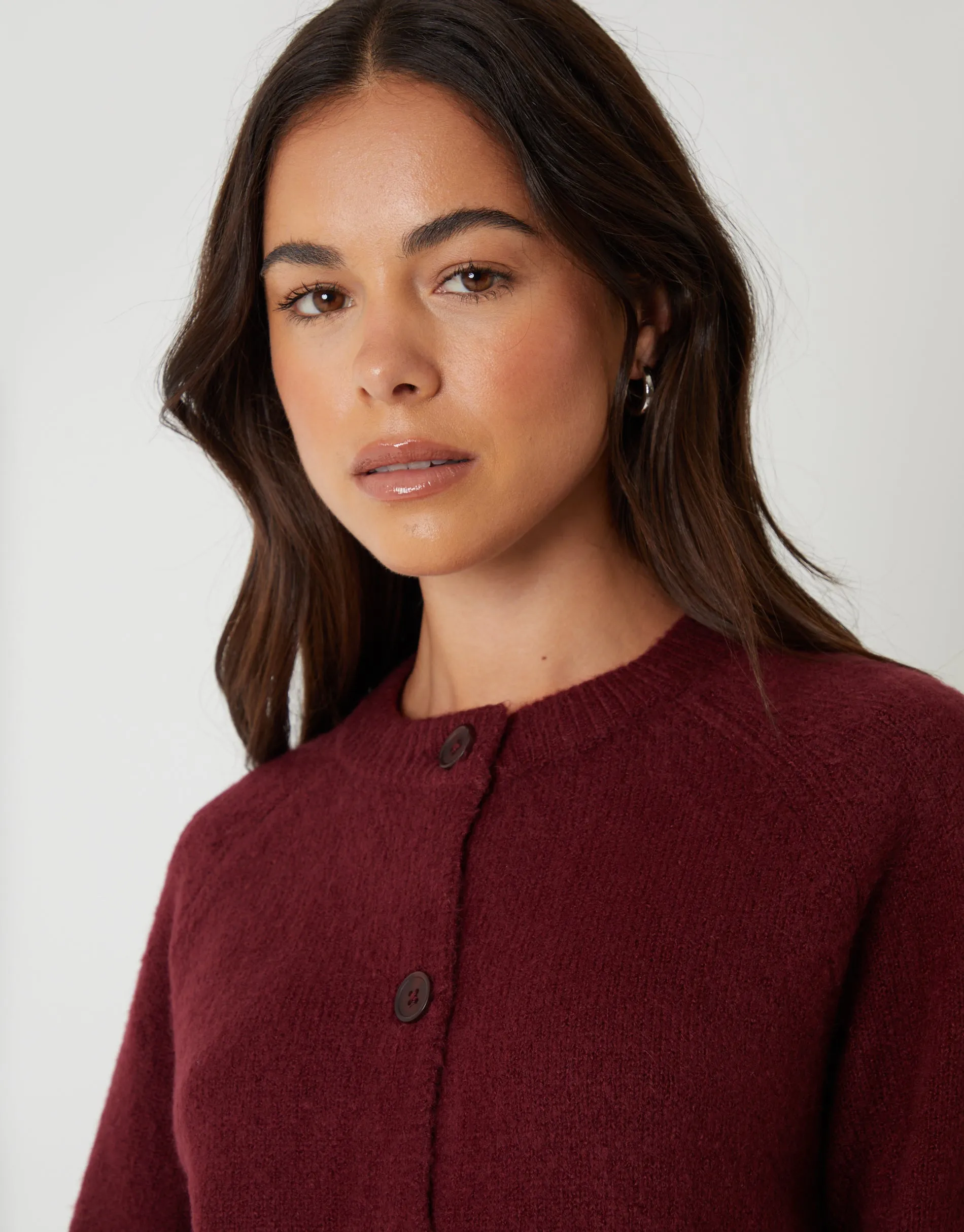 Berry Red Button Up Knitted Cardigan sold by Threadbare product image thumbnail 4