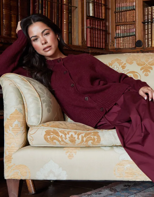 Berry Red Button Up Knitted Cardigan sold by Threadbare