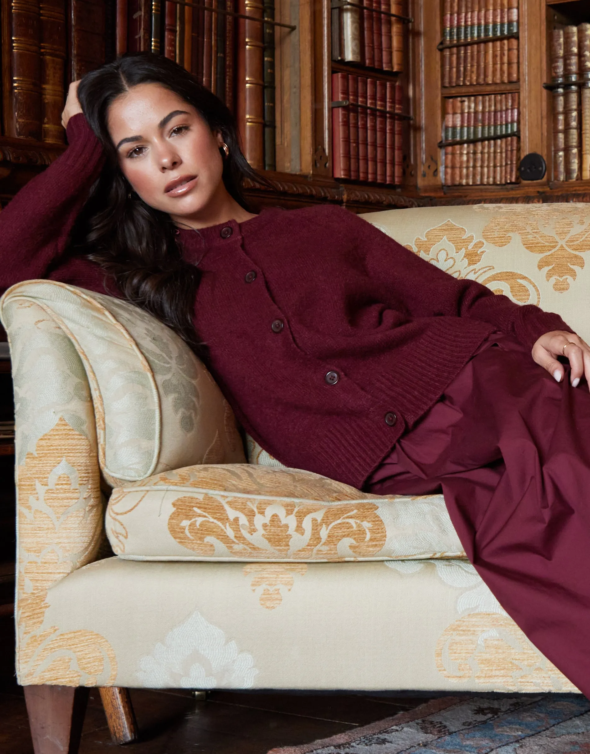 Berry Red Button Up Knitted Cardigan sold by Threadbare