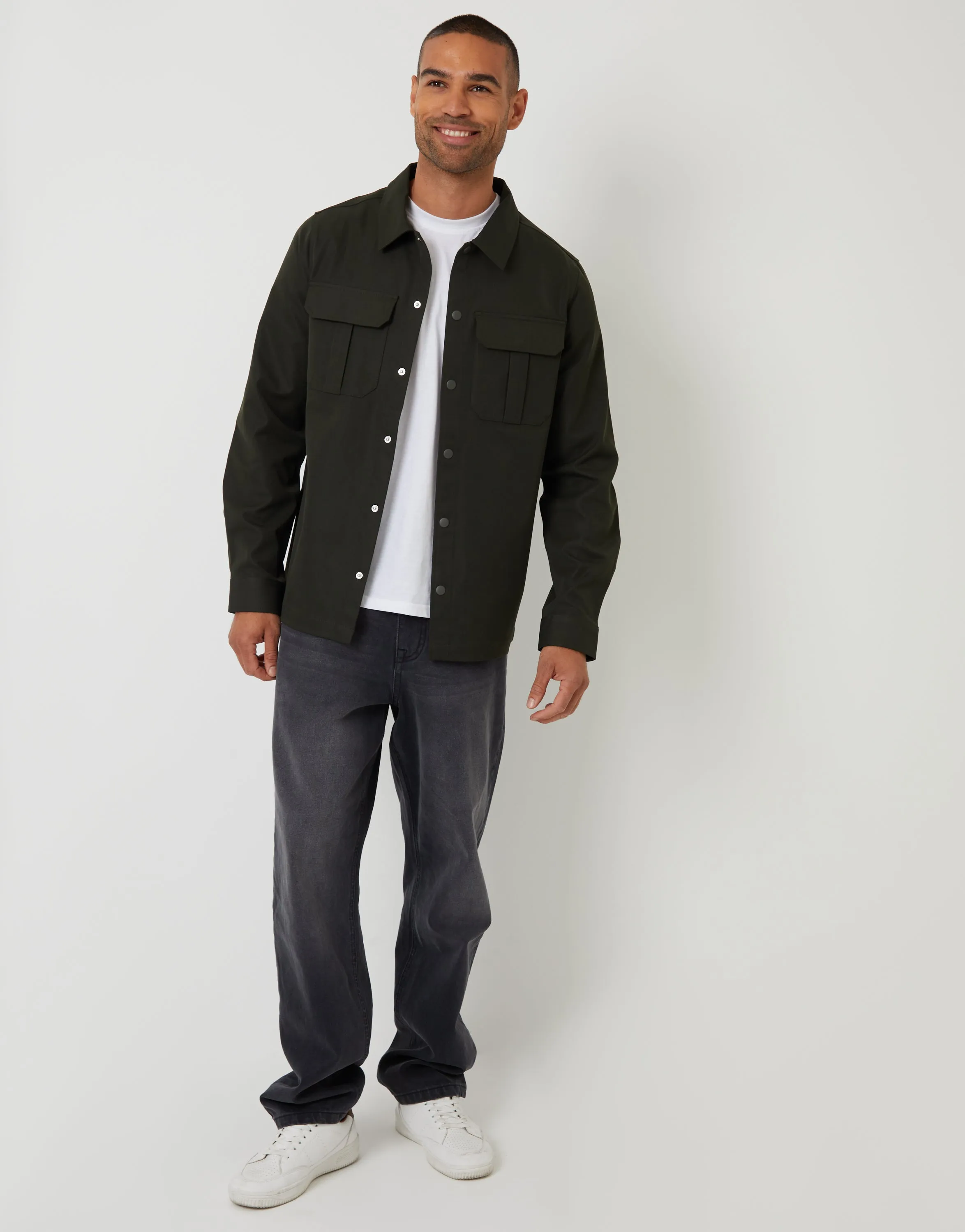Forest Green Cargo Pocket Shacket sold by Threadbare product image thumbnail 3