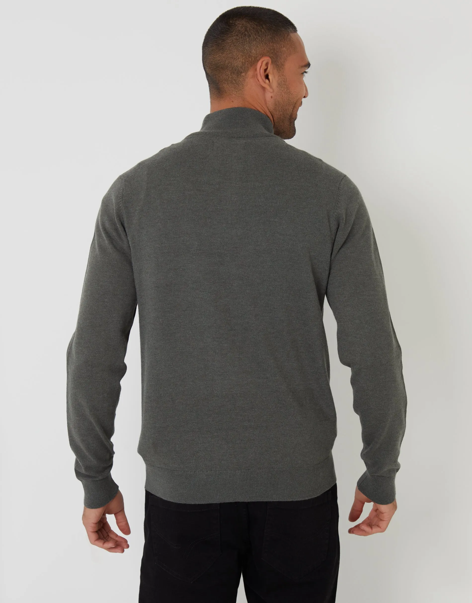 Green Marl Funnel Neck Quarter Zip Knitted Jumper sold by Threadbare product image thumbnail 2