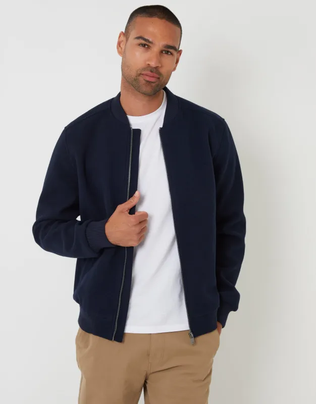 Navy Brushed Bomber Jacket sold by Threadbare