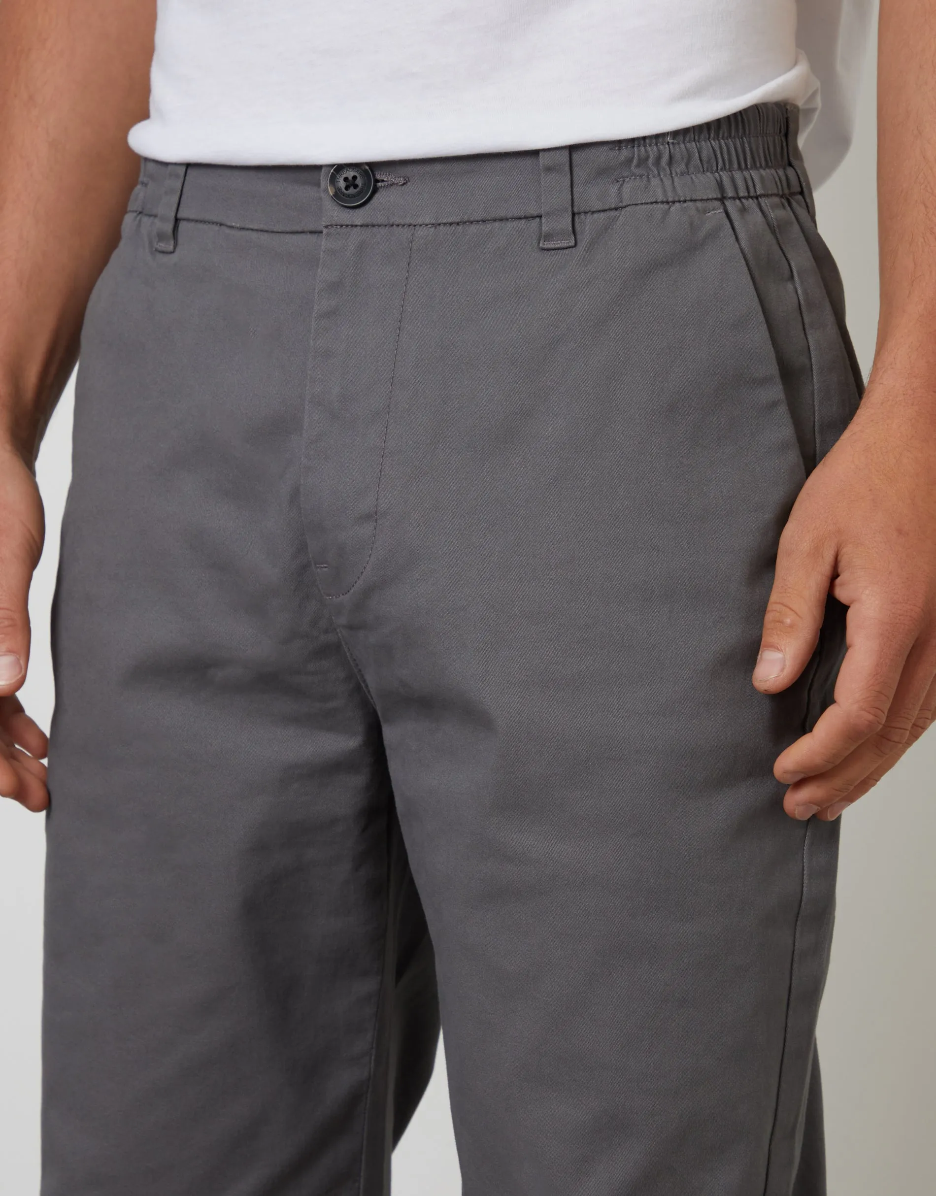 Slate Grey Straight Leg Stretch Waist Chino Trousers sold by Threadbare product image thumbnail 4