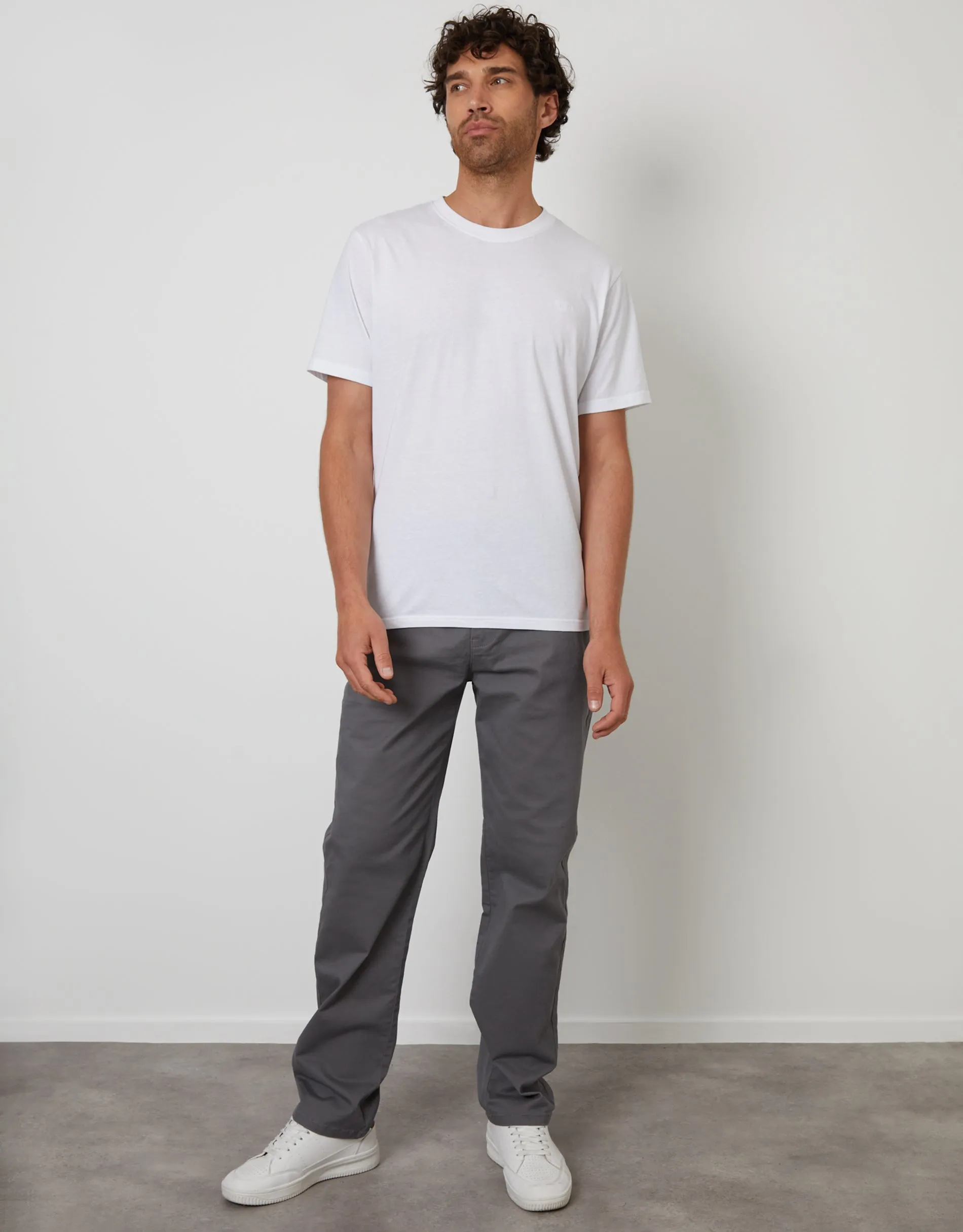 Slate Grey Straight Leg Stretch Waist Chino Trousers sold by Threadbare product image thumbnail 3