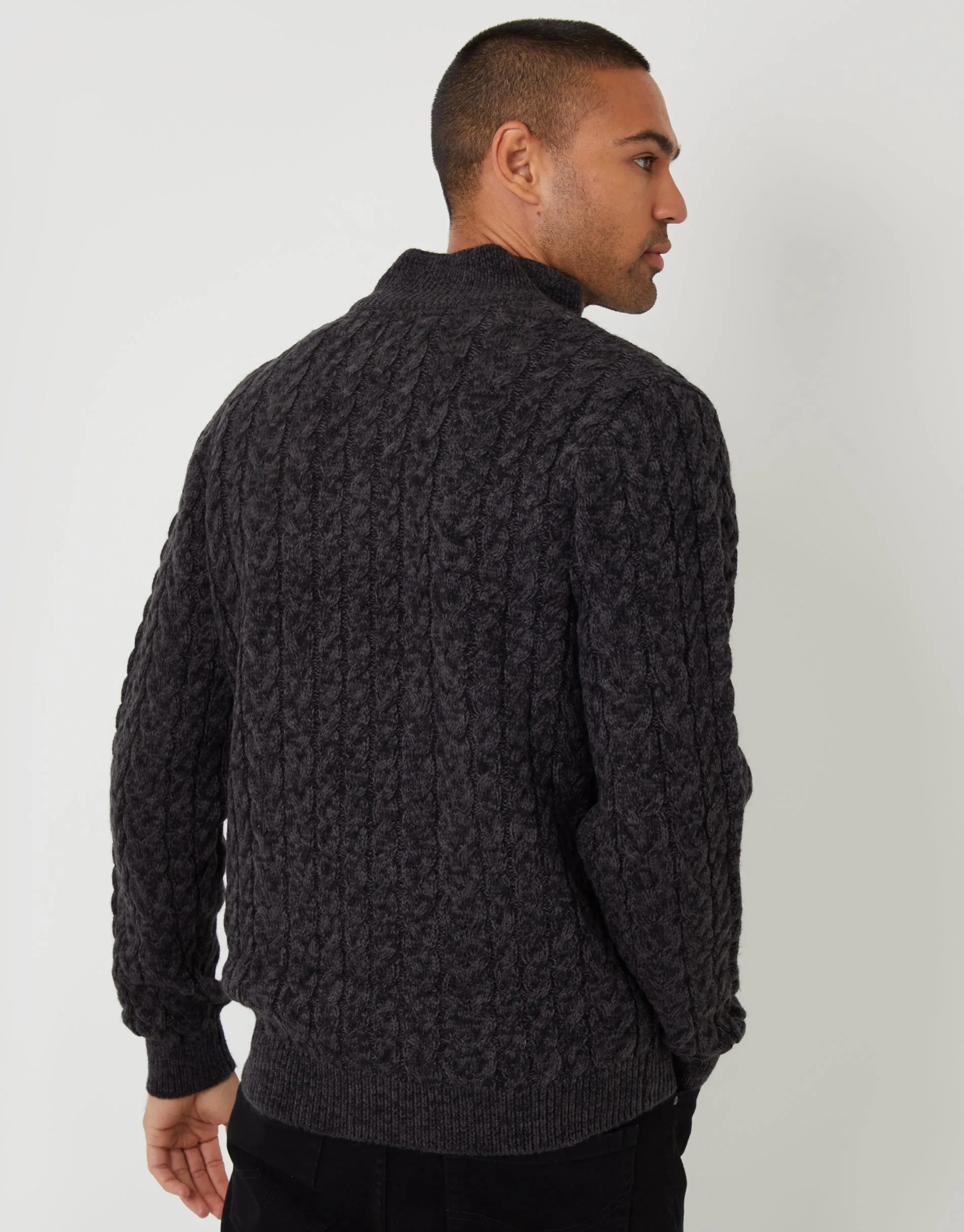 Black Twist Funnel Neck Cable Knit Jumper sold by Threadbare product image thumbnail 2