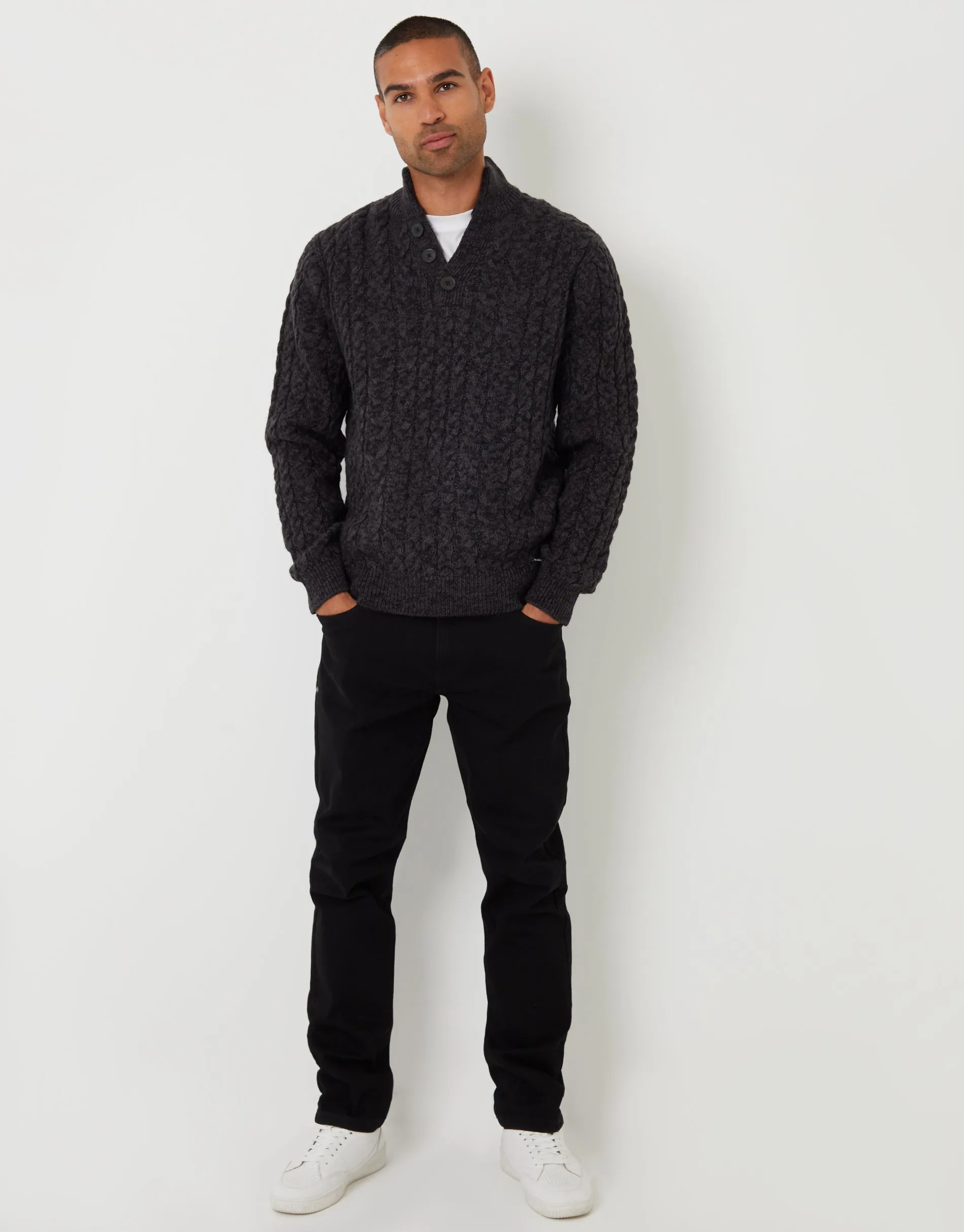 Black Twist Funnel Neck Cable Knit Jumper sold by Threadbare product image thumbnail 3