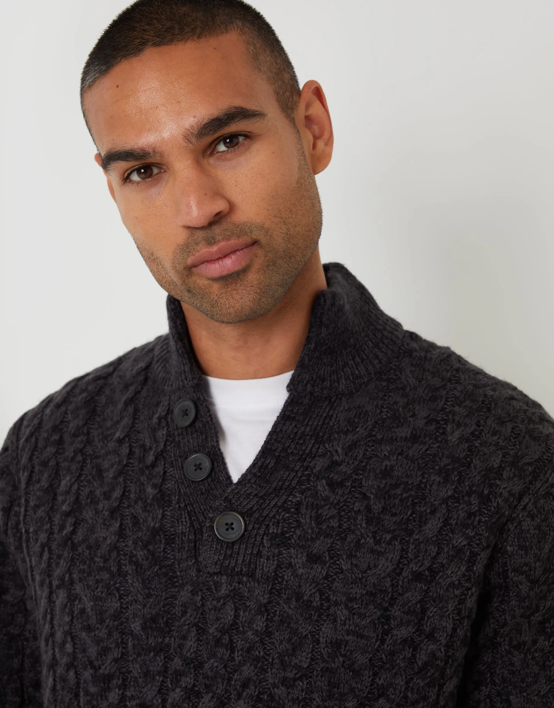 Black Twist Funnel Neck Cable Knit Jumper sold by Threadbare product image thumbnail 4