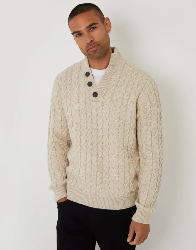 Stone Twist Funnel Neck Cable Knit Jumper sold by Threadbare