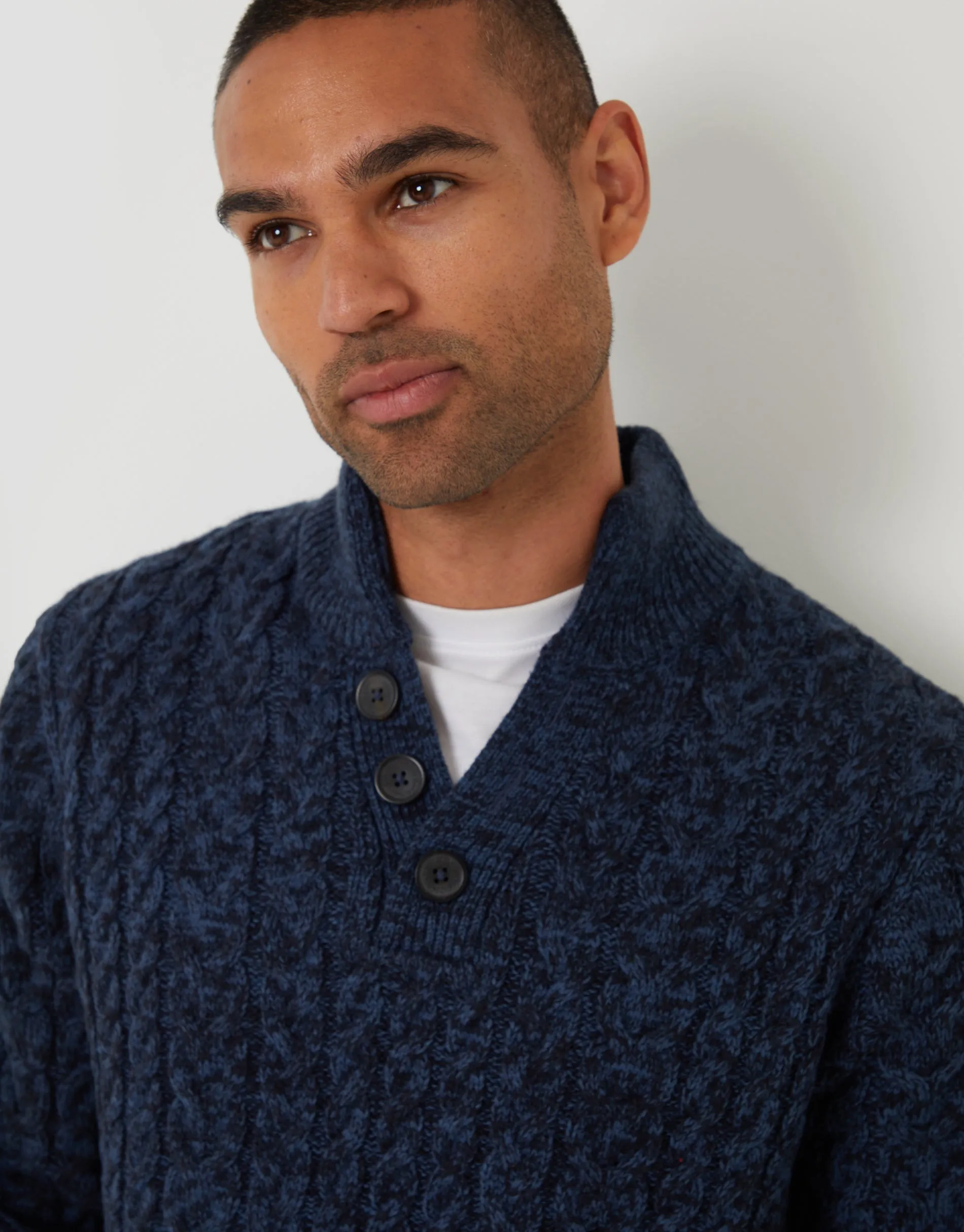 Navy Twist Funnel Neck Cable Knit Jumper sold by Threadbare product image thumbnail 4