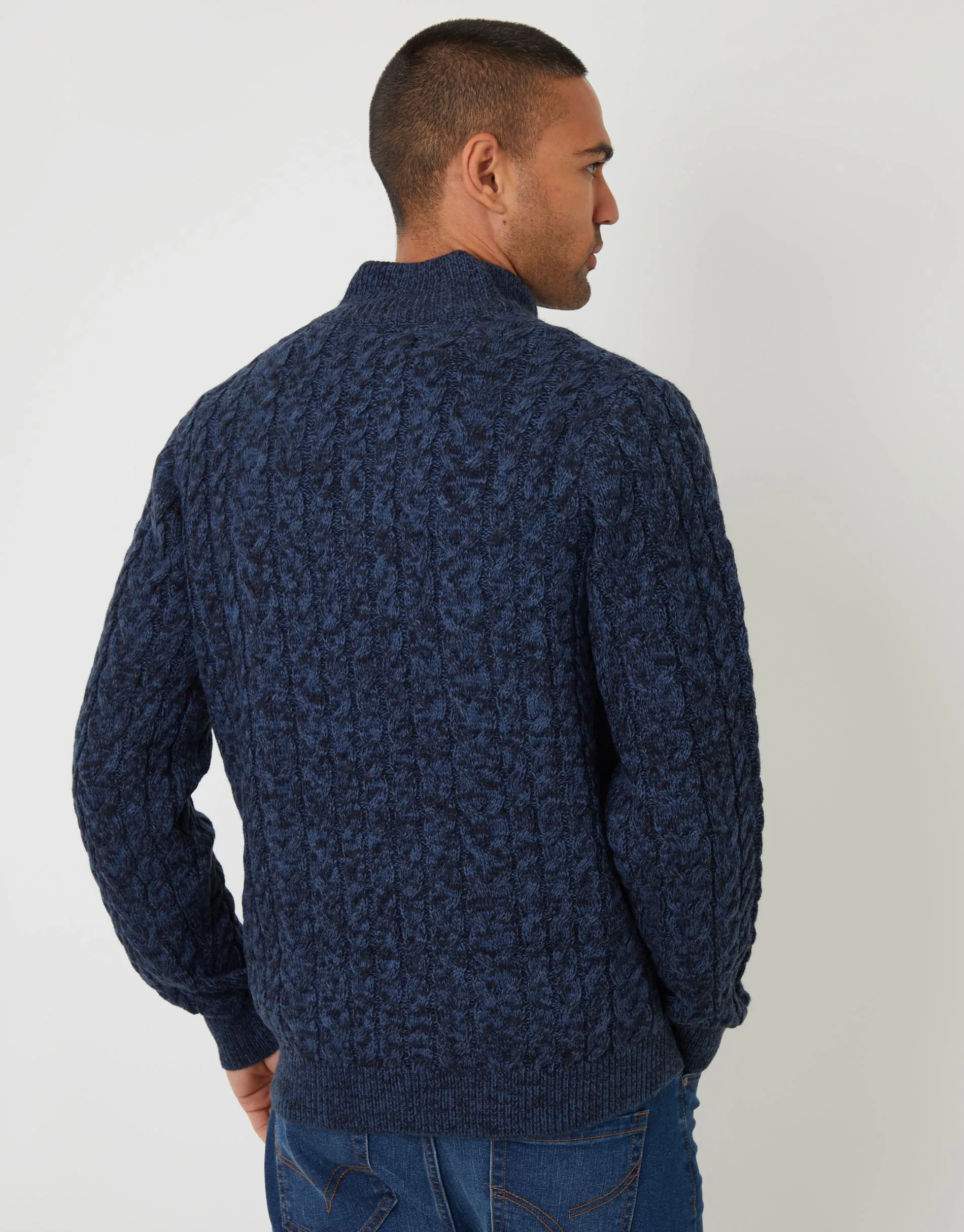 Navy Twist Funnel Neck Cable Knit Jumper sold by Threadbare product image thumbnail 2