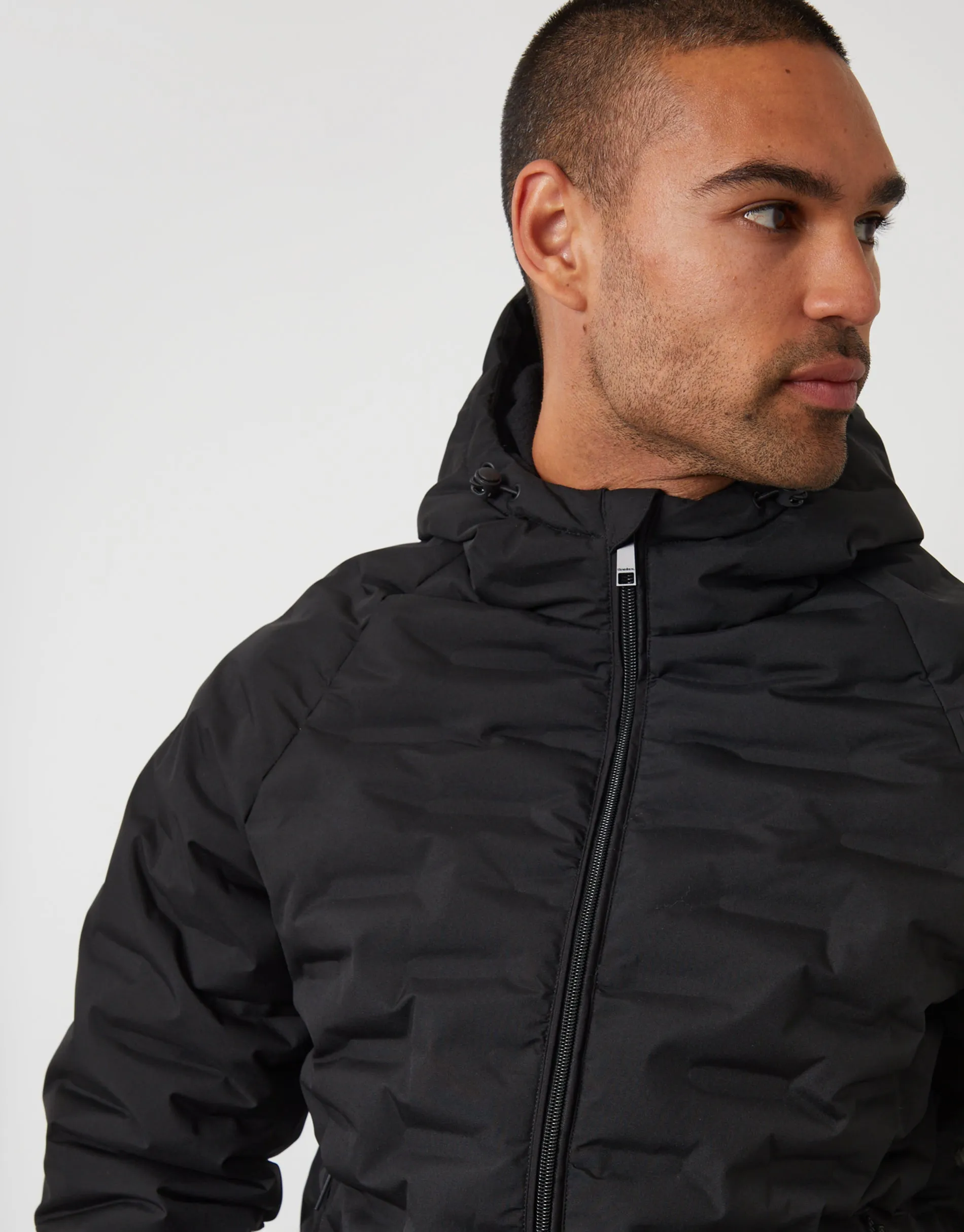 Black Hooded Quilted Jacket sold by Threadbare product image thumbnail 4