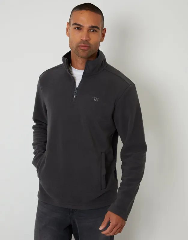Slate Grey Quarter Zip Microfleece Sweatshirt sold by Threadbare