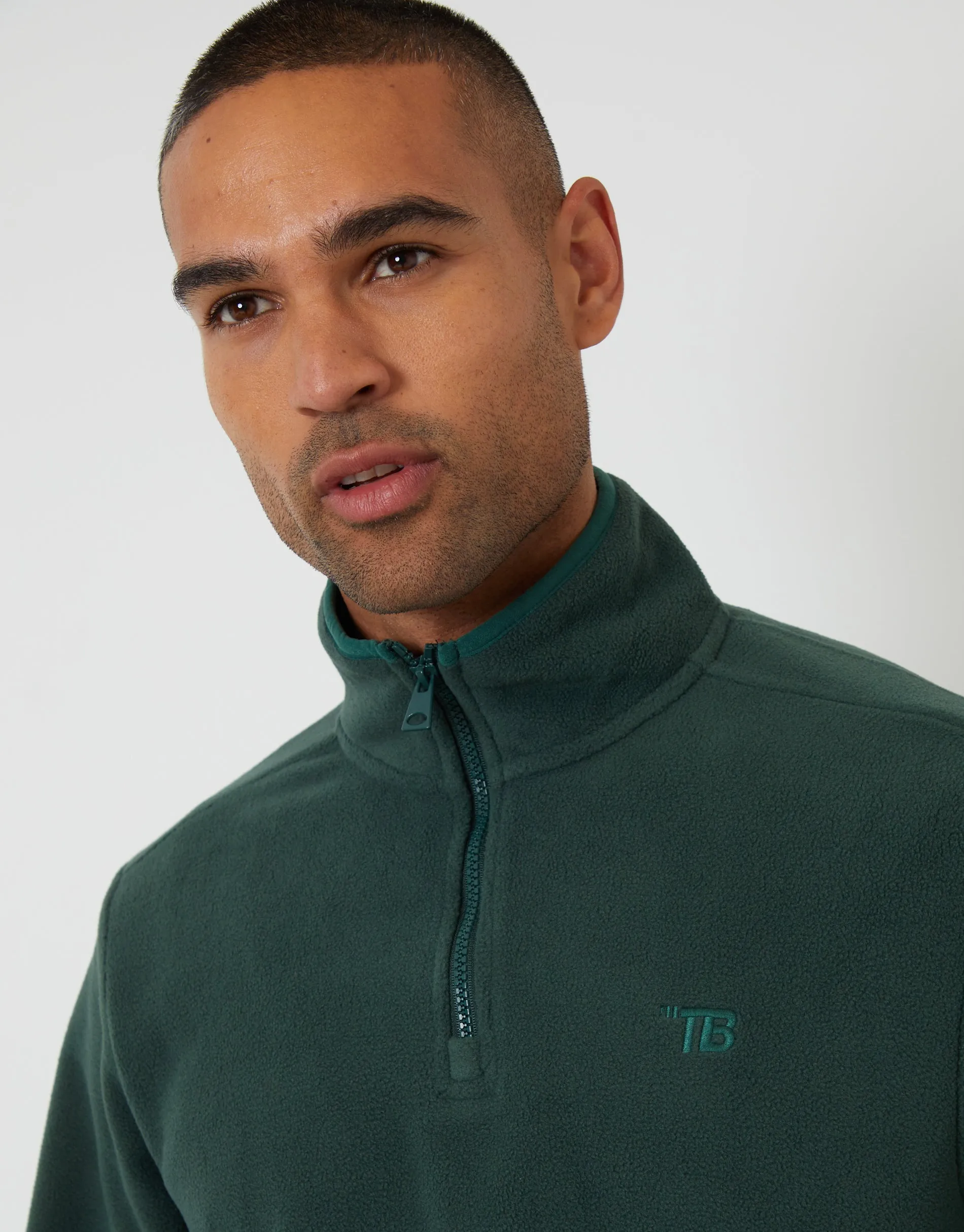 Forest Green Quarter Zip Microfleece Sweatshirt sold by Threadbare product image thumbnail 4