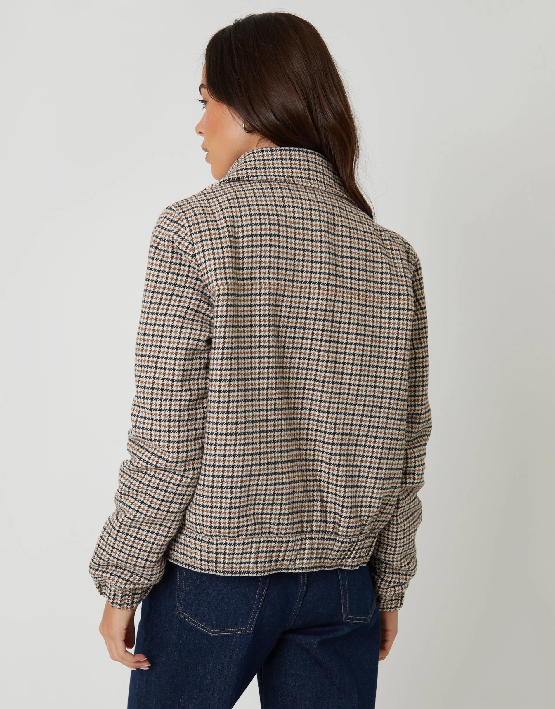 Brown Houndstooth Check Faux Wool Jacket sold by Threadbare product image thumbnail 4