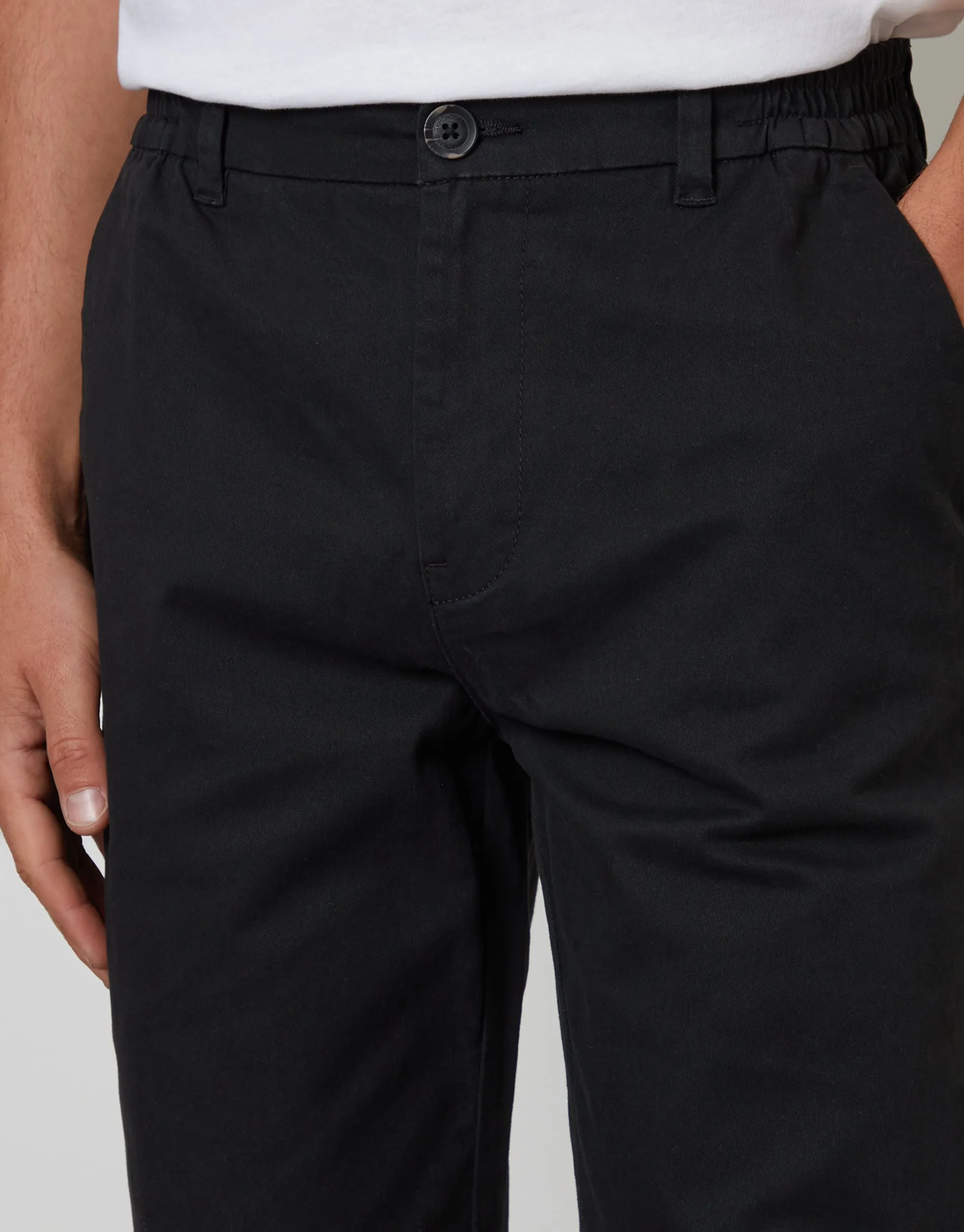 Straight Leg Stretch Waist Chino Trousers in Black sold by Threadbare product image thumbnail 4