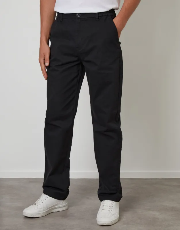 Black Straight Leg Stretch Waist Chino Trousers sold by Threadbare