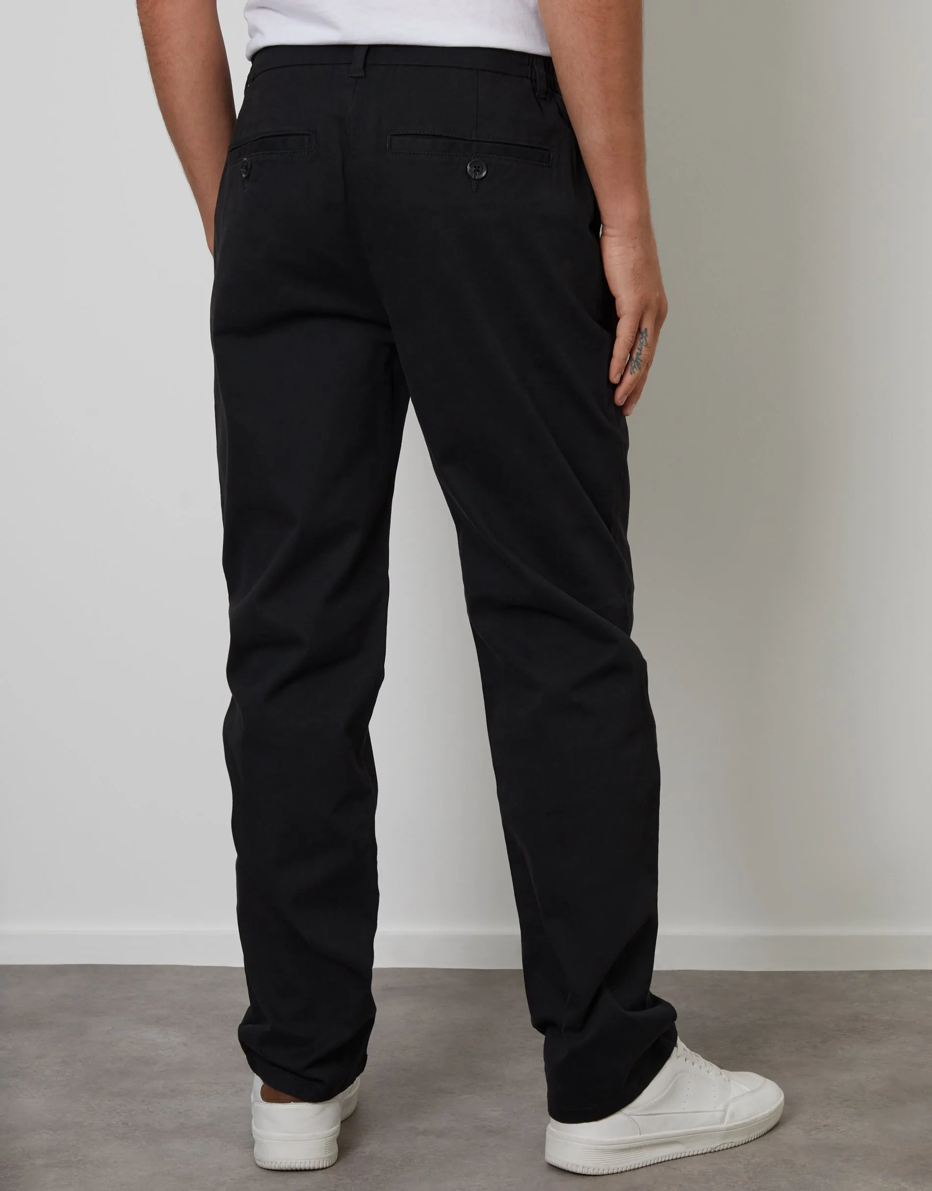 Straight Leg Stretch Waist Chino Trousers in Black sold by Threadbare product image thumbnail 2