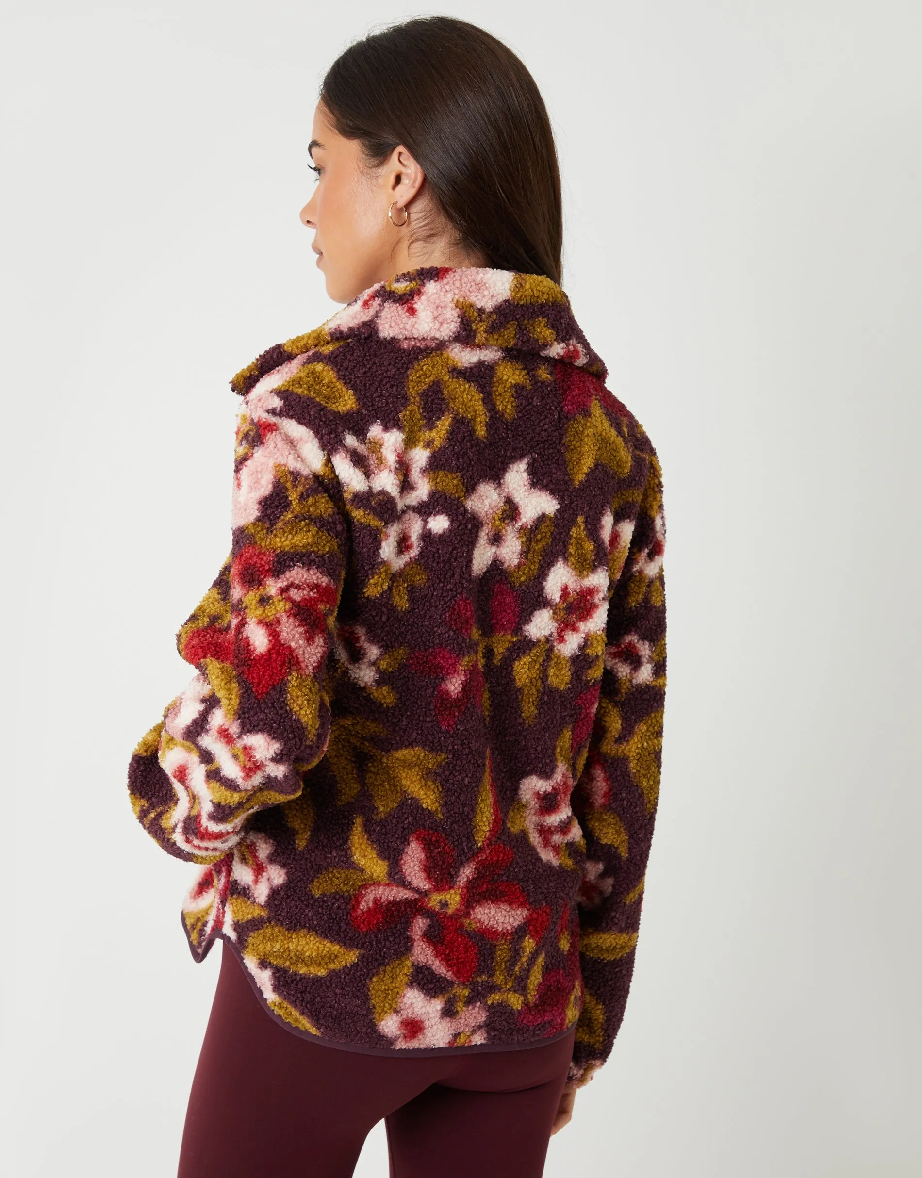 Red Floral Print Quarter Zip Fleece sold by Threadbare product image thumbnail 3