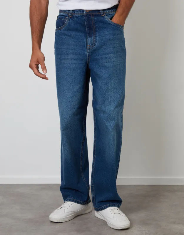 Mid Wash Baggy Fit Jeans sold by Threadbare