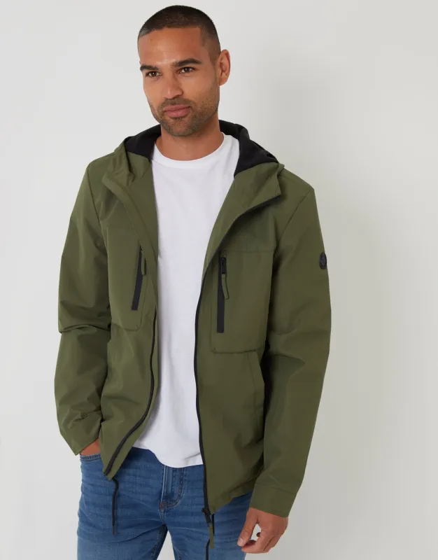 Khaki Green Microfleece Lined Hooded Jacket sold by Threadbare