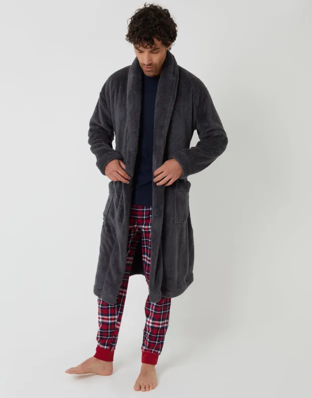 Charcoal Grey Borg Dressing Gown sold by Threadbare