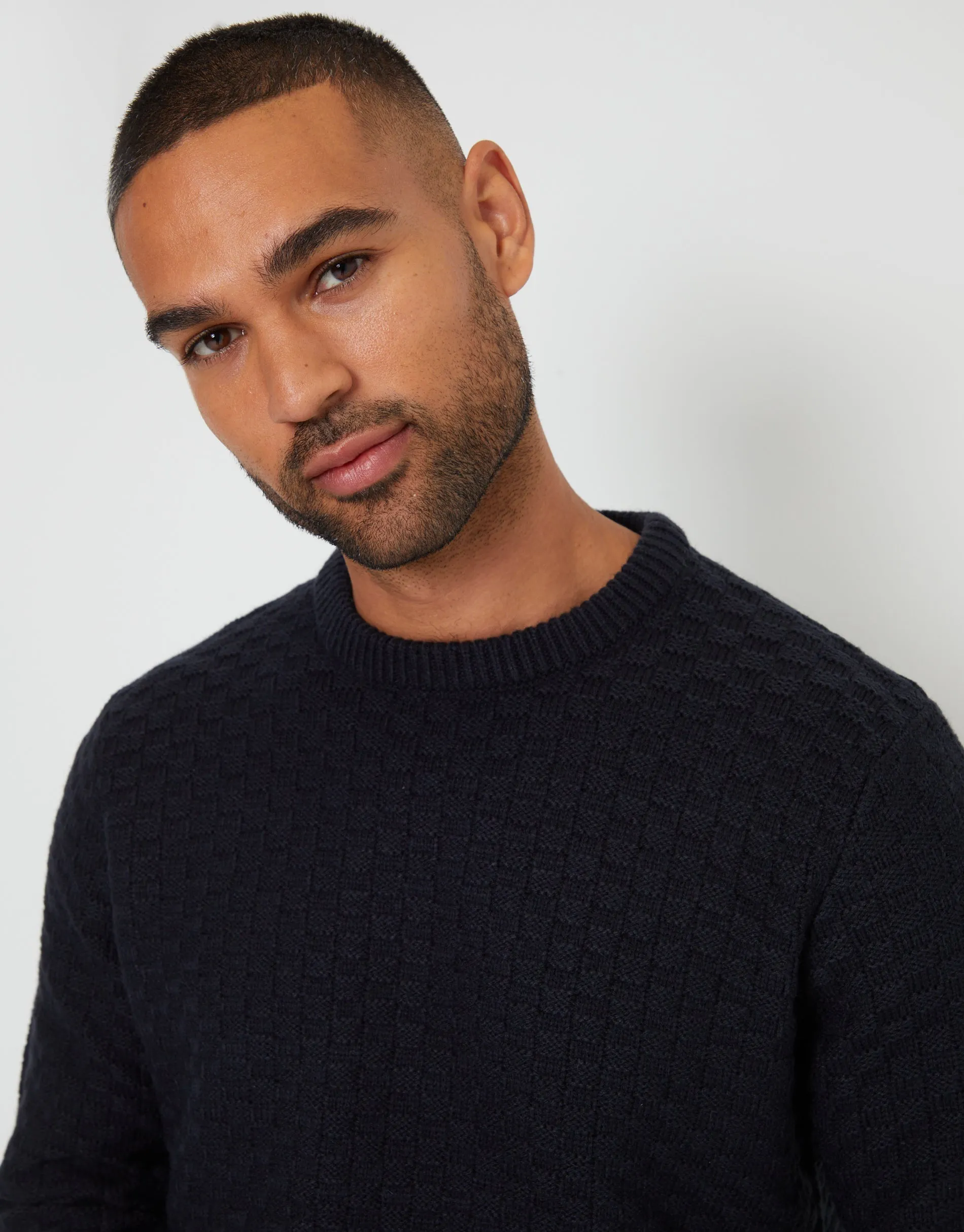 Navy Knitted Crew Neck Jumper sold by Threadbare product image thumbnail 4