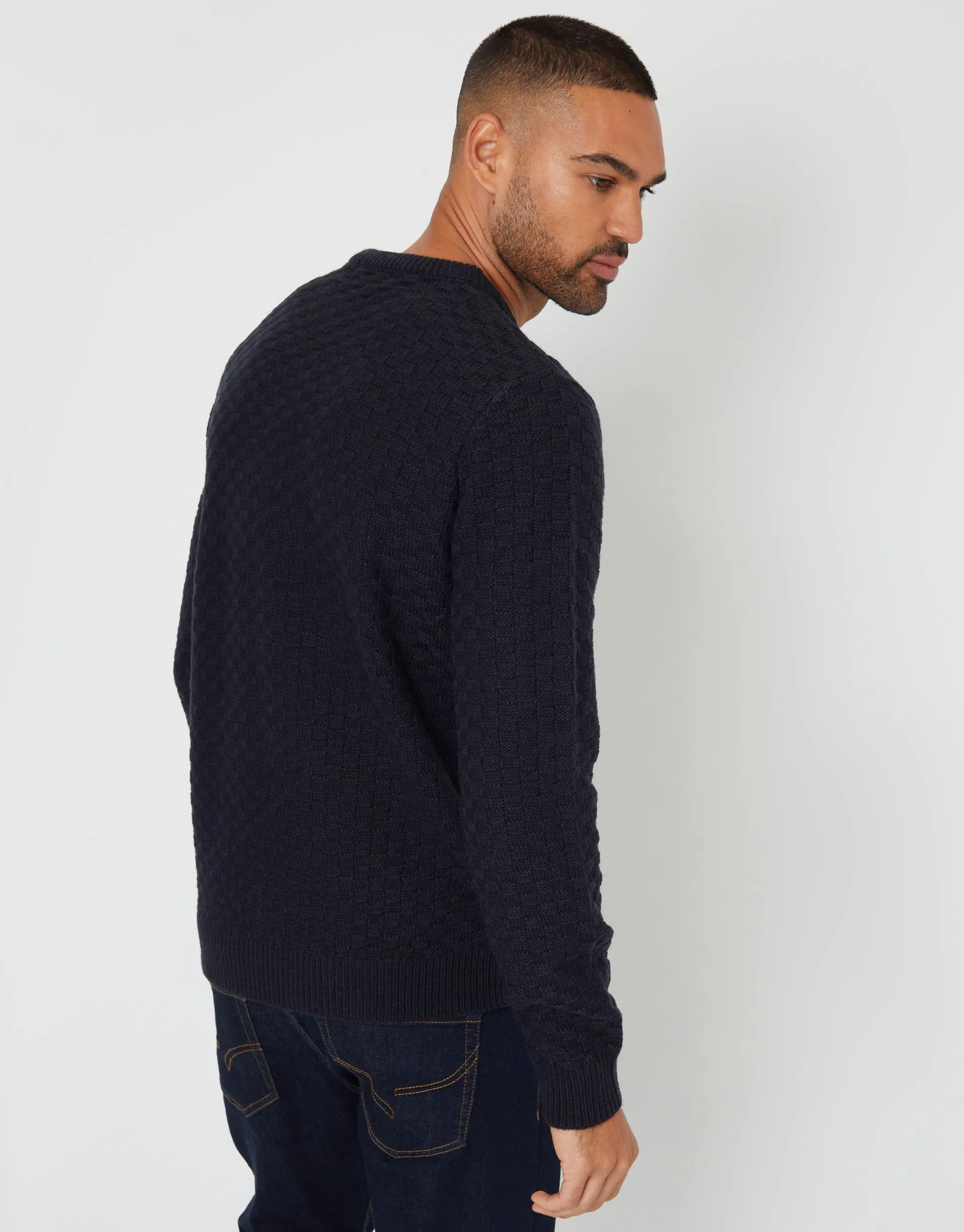 Navy Knitted Crew Neck Jumper sold by Threadbare product image thumbnail 2