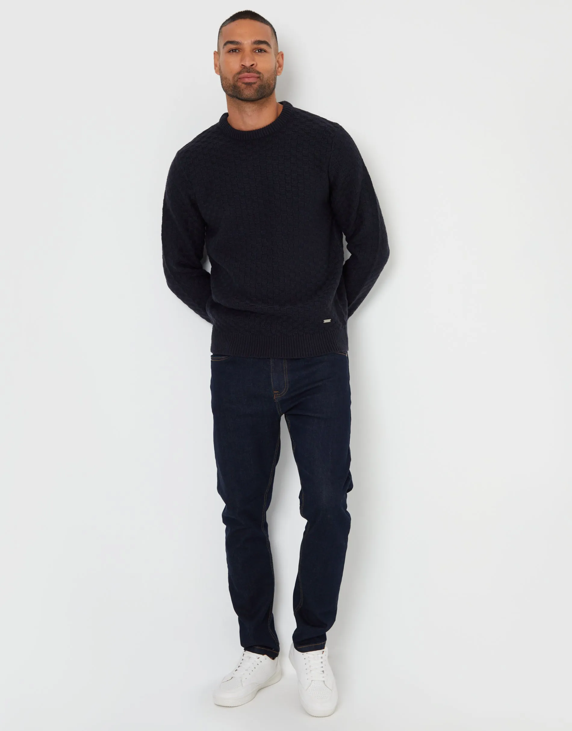 Navy Knitted Crew Neck Jumper sold by Threadbare product image thumbnail 3