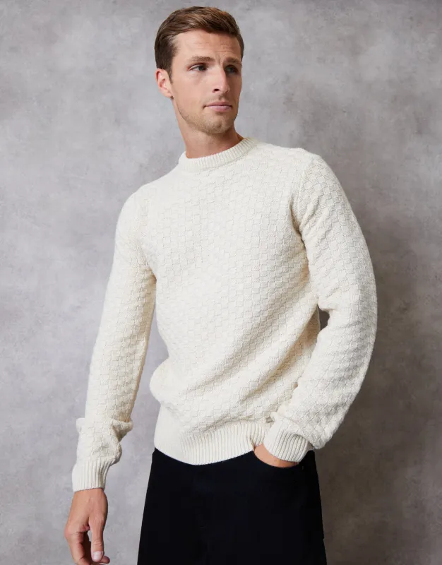 Ecru Knitted Crew Neck Jumper sold by Threadbare