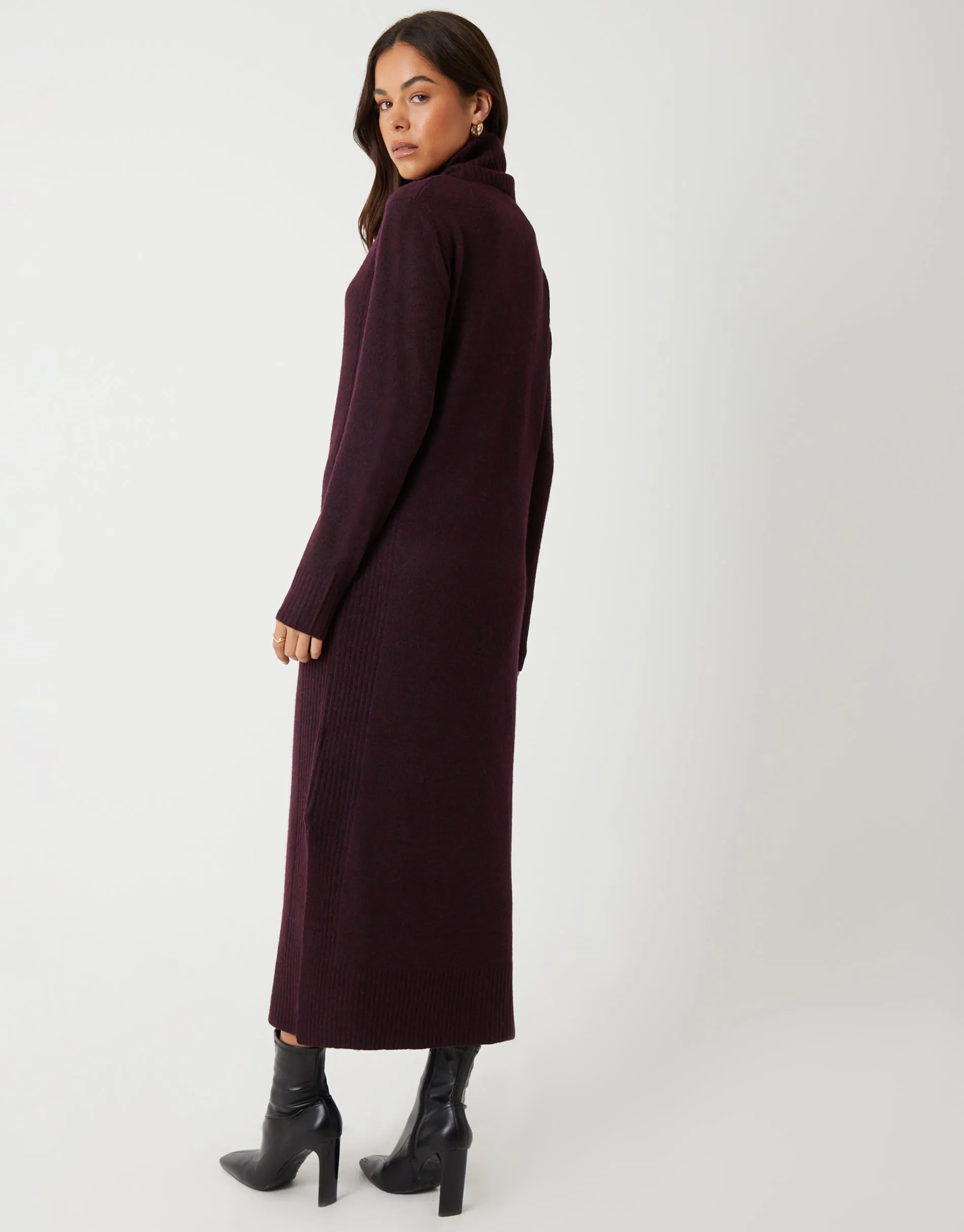 Berry Red Knitted Roll Neck Maxi Dress sold by Threadbare product image thumbnail 2