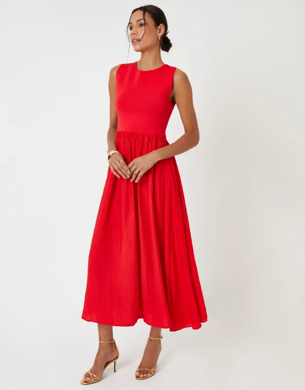 Red 2-in-1 Sleeveless Knitted Vest Maxi Dress sold by Threadbare