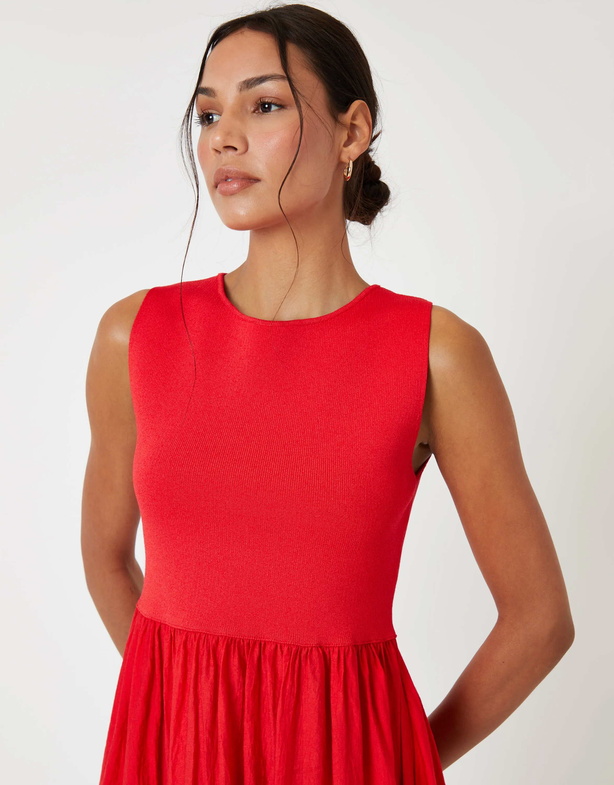 Red 2-in-1 Sleeveless Knitted Vest Maxi Dress sold by Threadbare product image thumbnail 2