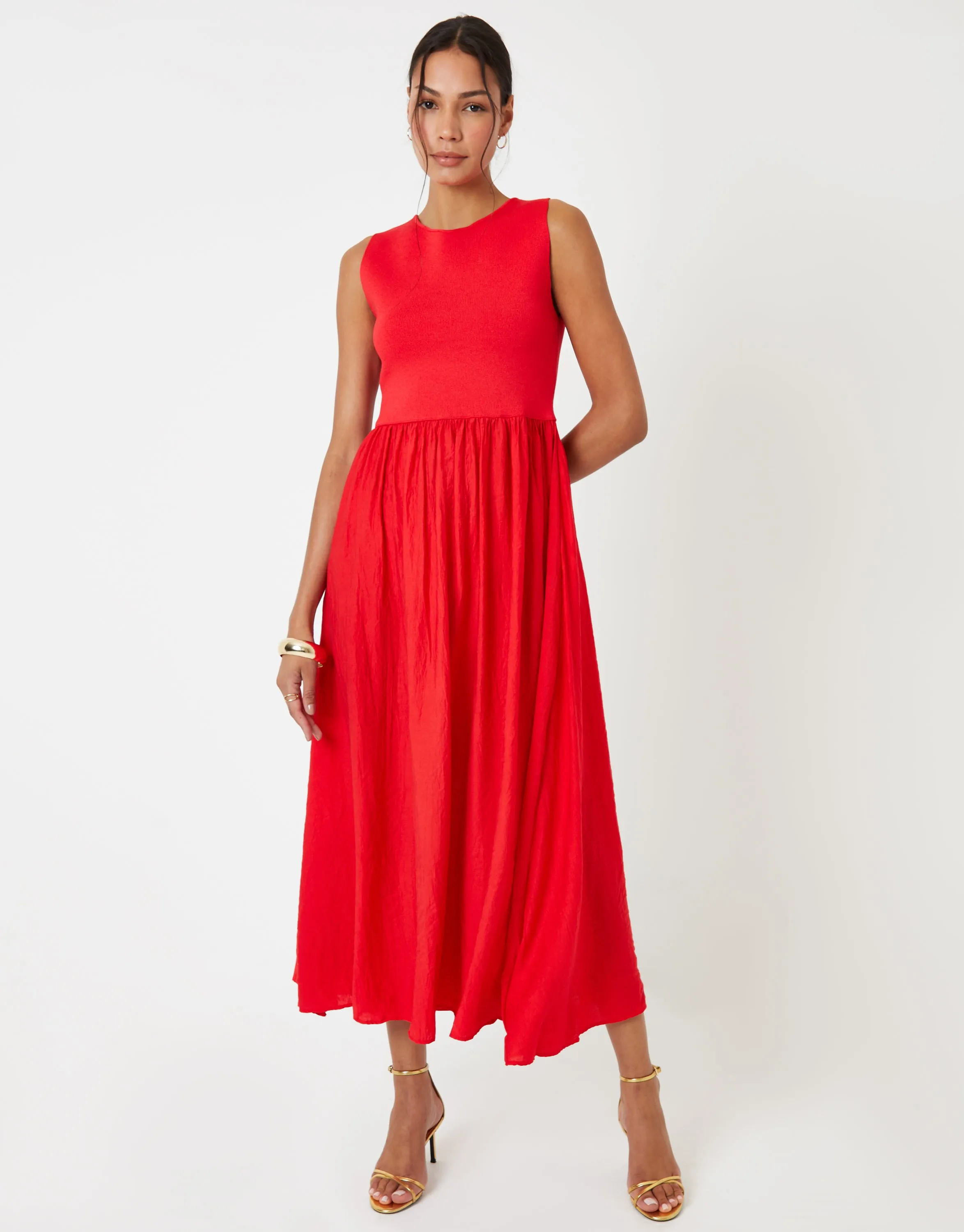 Red 2-in-1 Sleeveless Knitted Vest Maxi Dress sold by Threadbare product image thumbnail 3