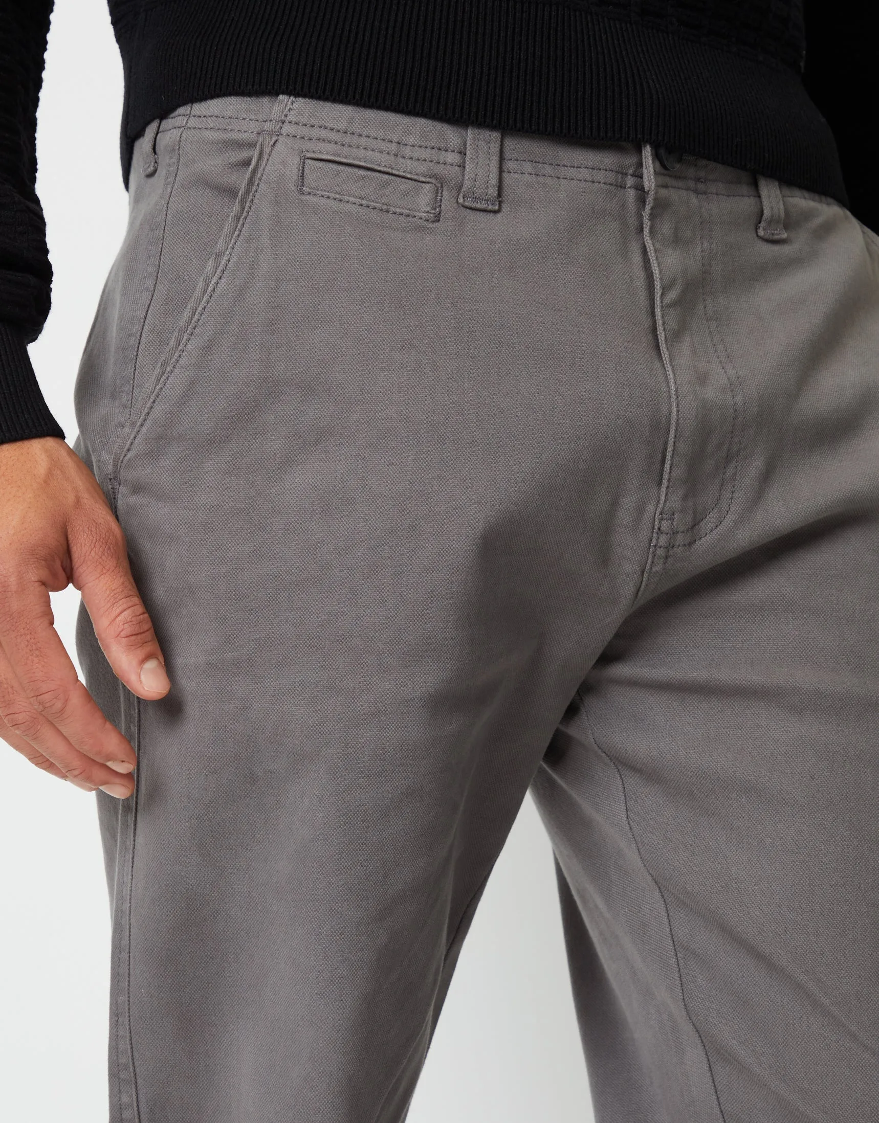 Slate Grey Straight Leg Stretch Canvas Trousers sold by Threadbare product image thumbnail 4