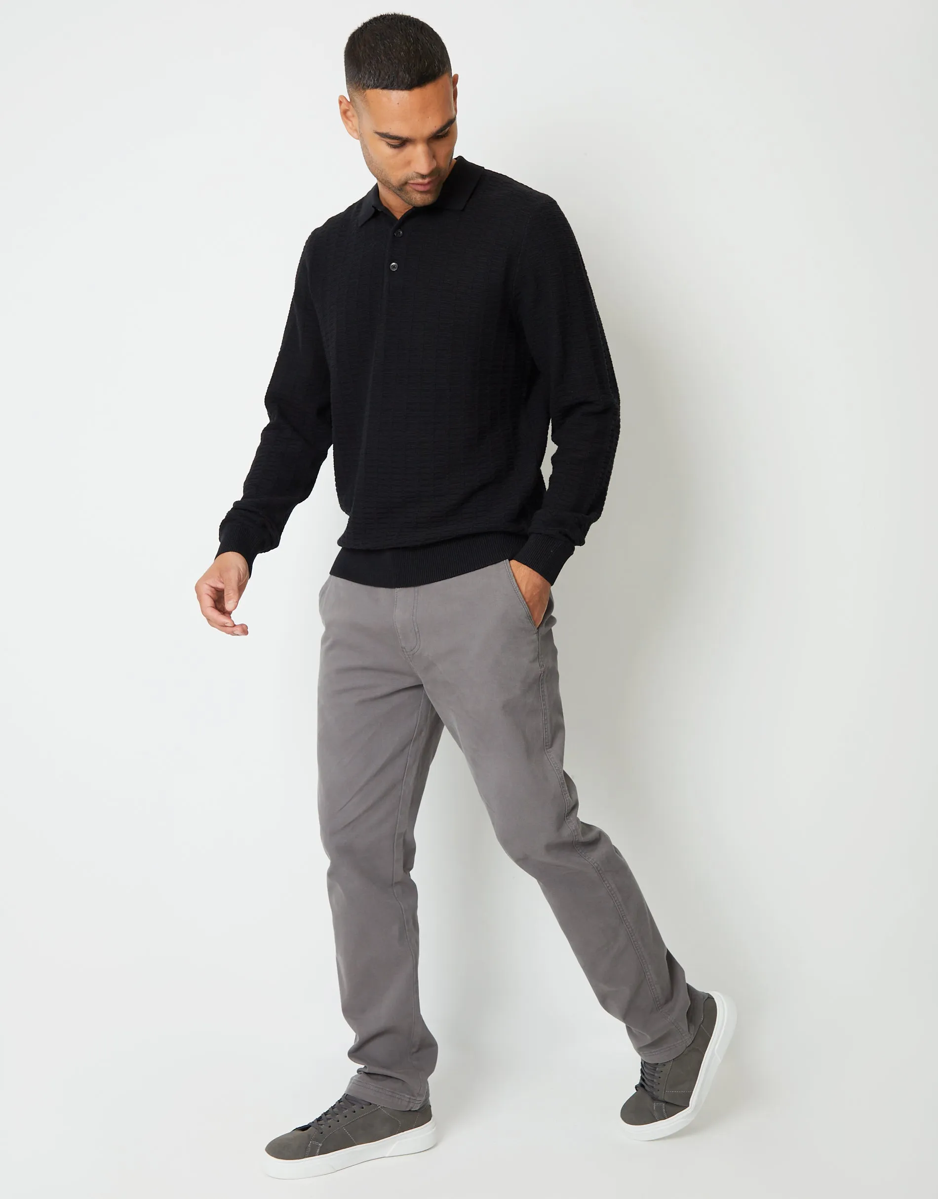 Slate Grey Straight Leg Stretch Canvas Trousers sold by Threadbare product image thumbnail 3