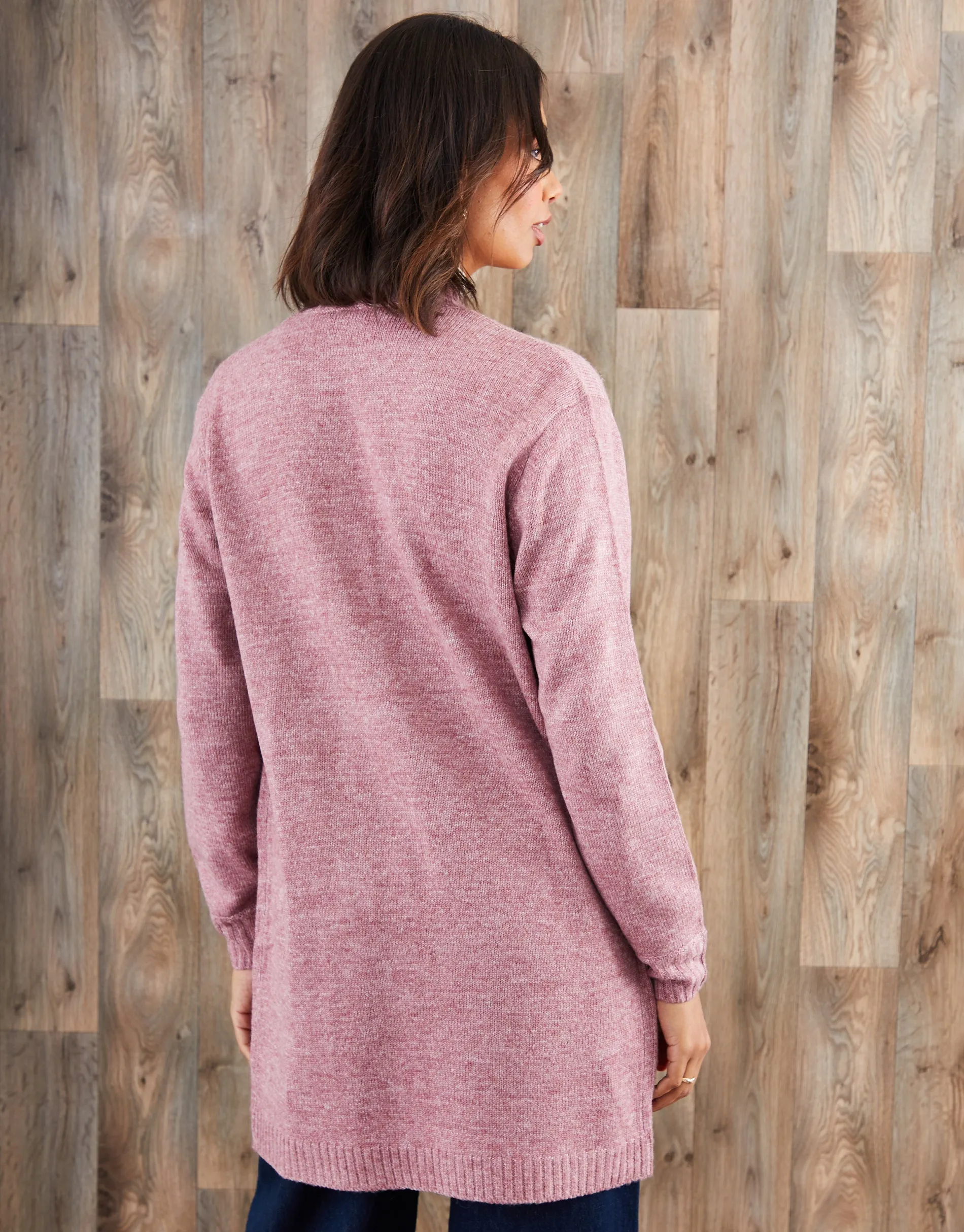 Pink Longline Knitted Open Cardigan sold by Threadbare product image thumbnail 2