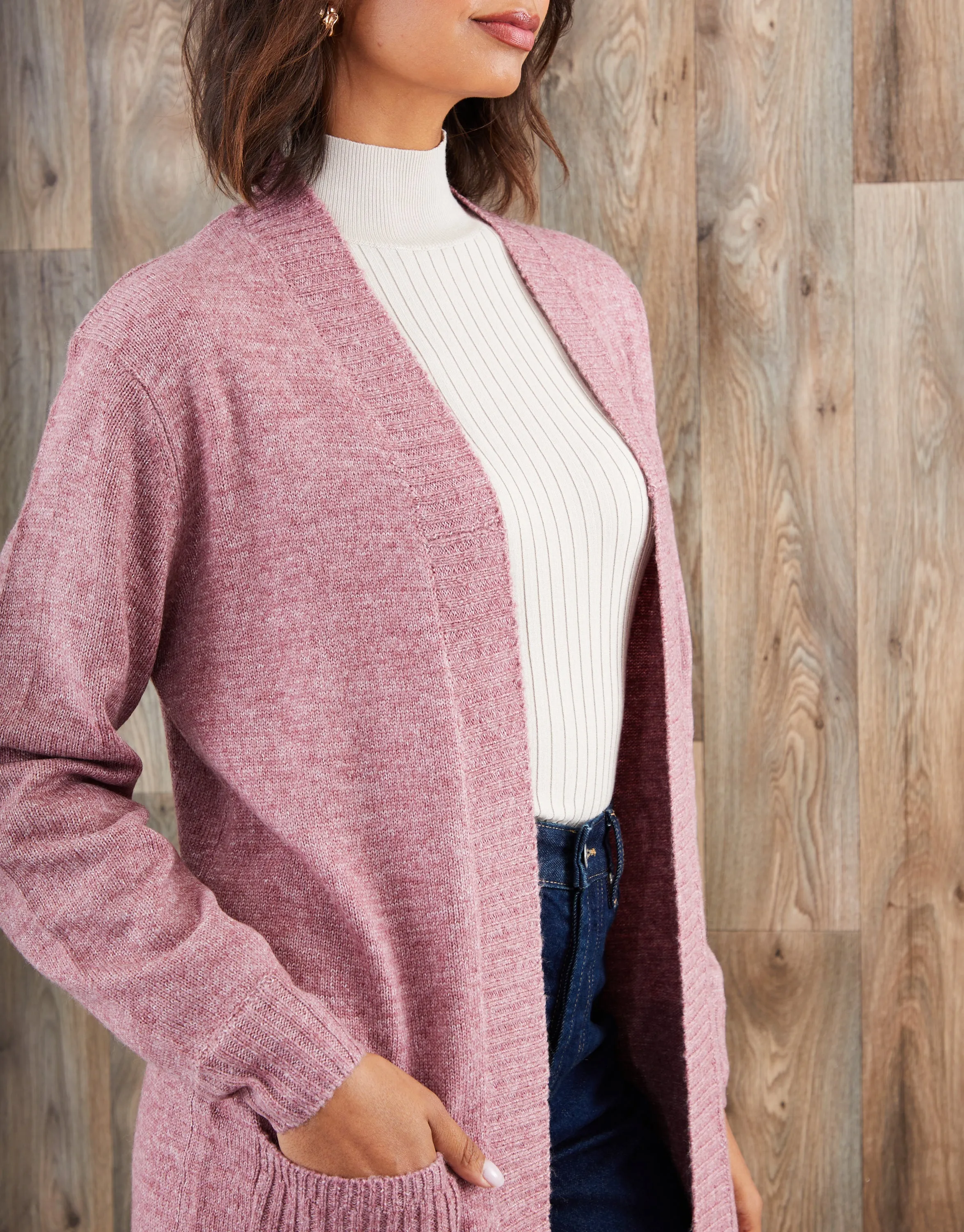 Pink Longline Knitted Open Cardigan sold by Threadbare product image thumbnail 4