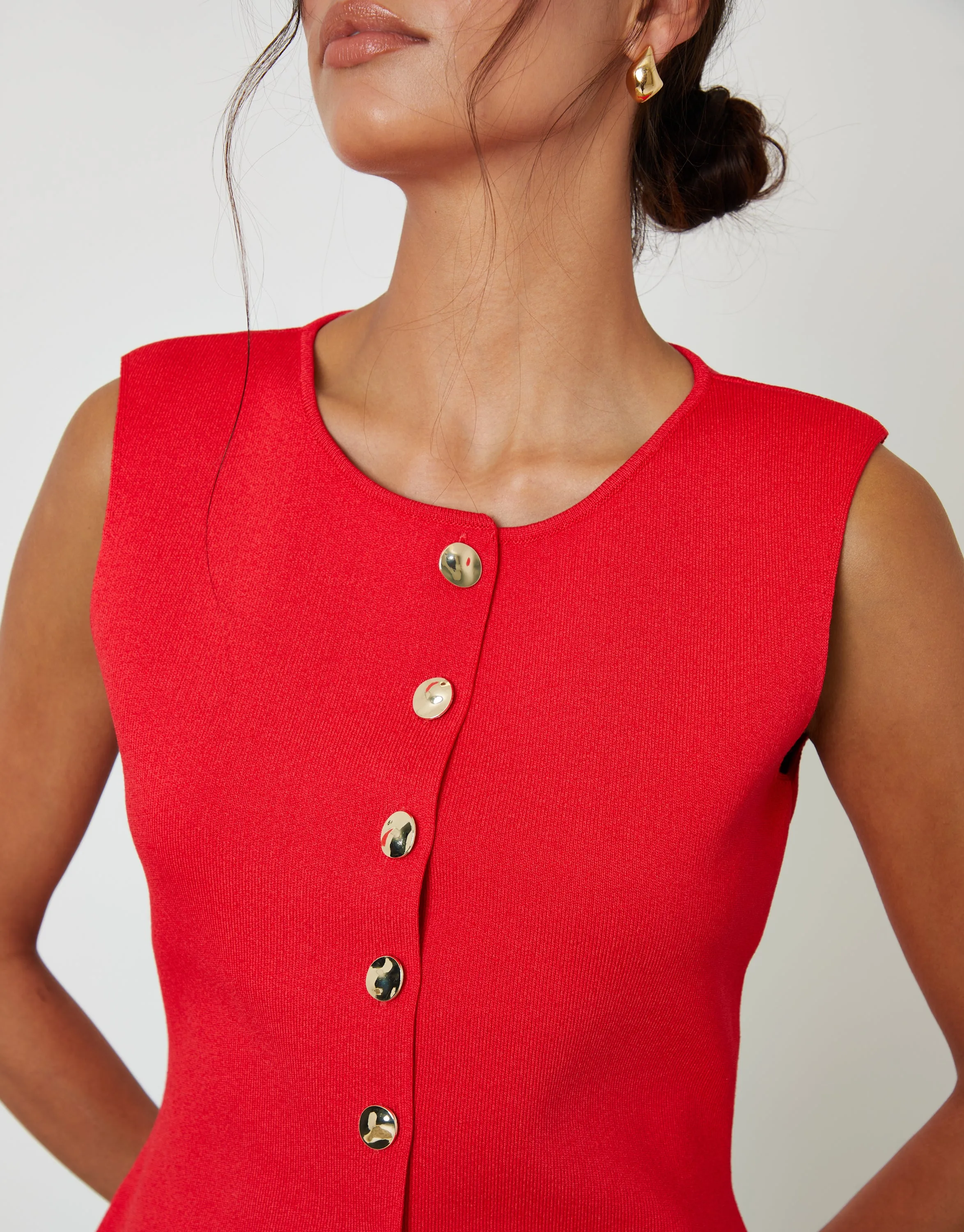 Red Ribbed Knitted Waistcoat sold by Threadbare product image thumbnail 2