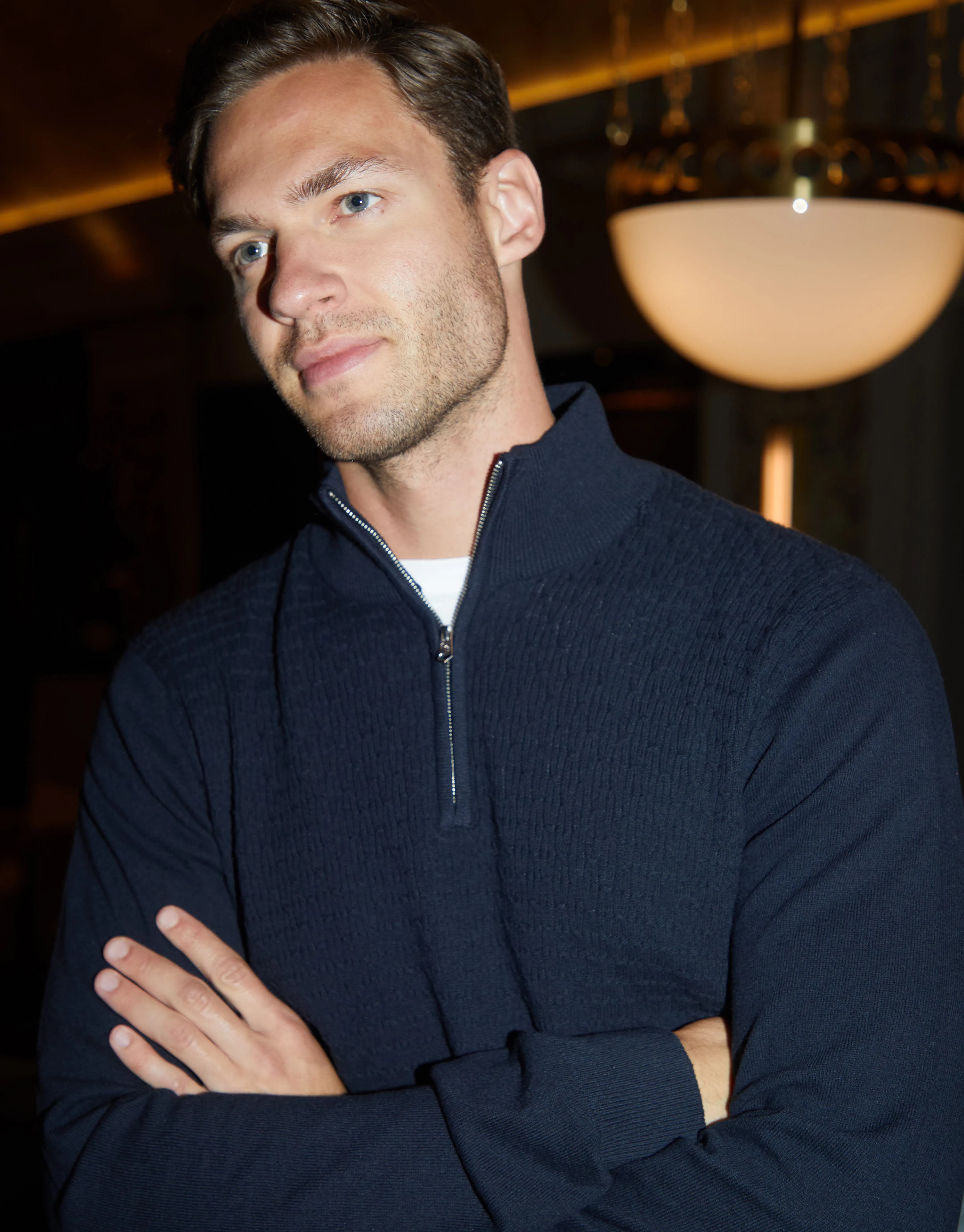 Navy Mini Cable Knit Quarter Zip Jumper sold by Threadbare product image thumbnail 3