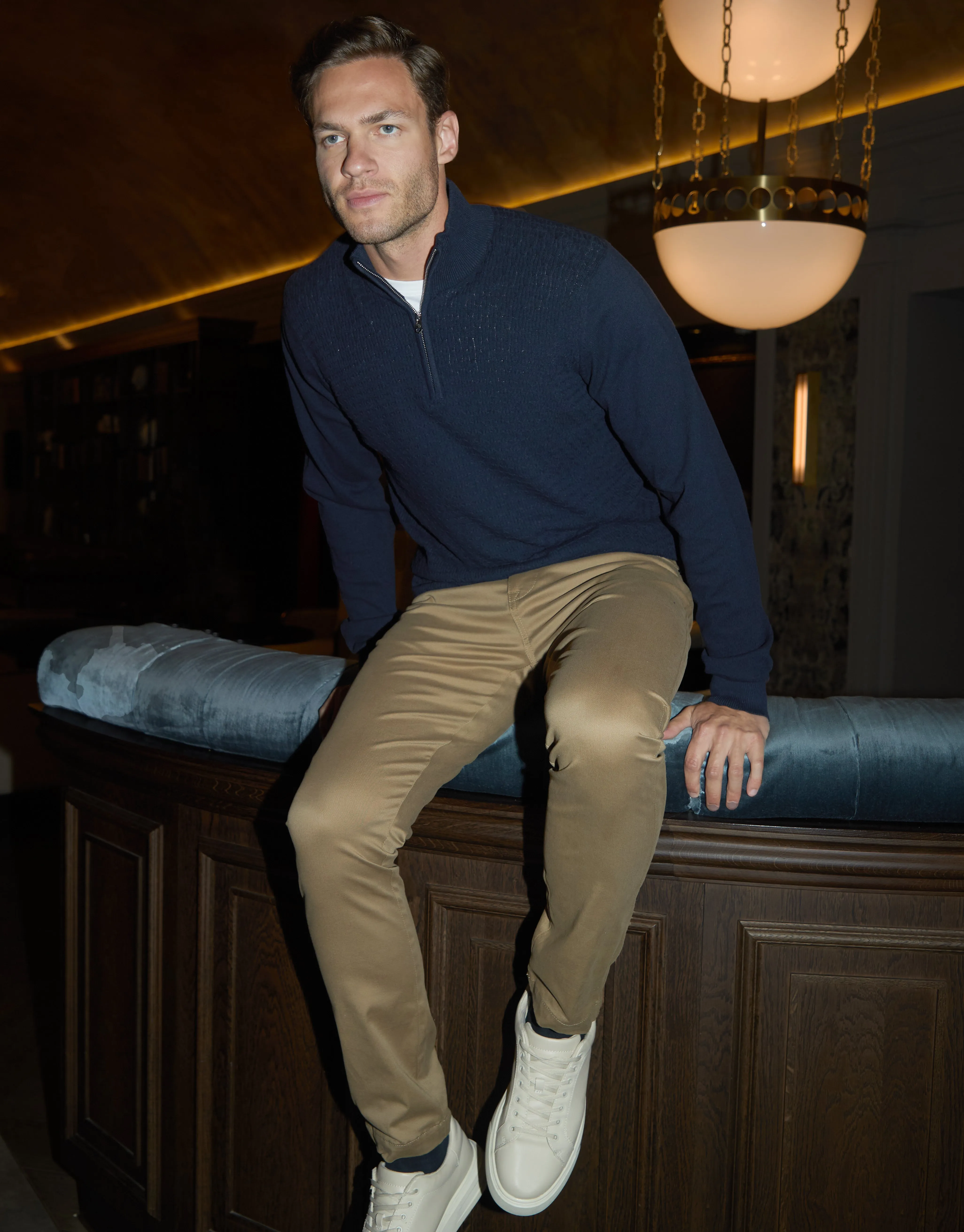 Navy Mini Cable Knit Quarter Zip Jumper sold by Threadbare product image thumbnail 4