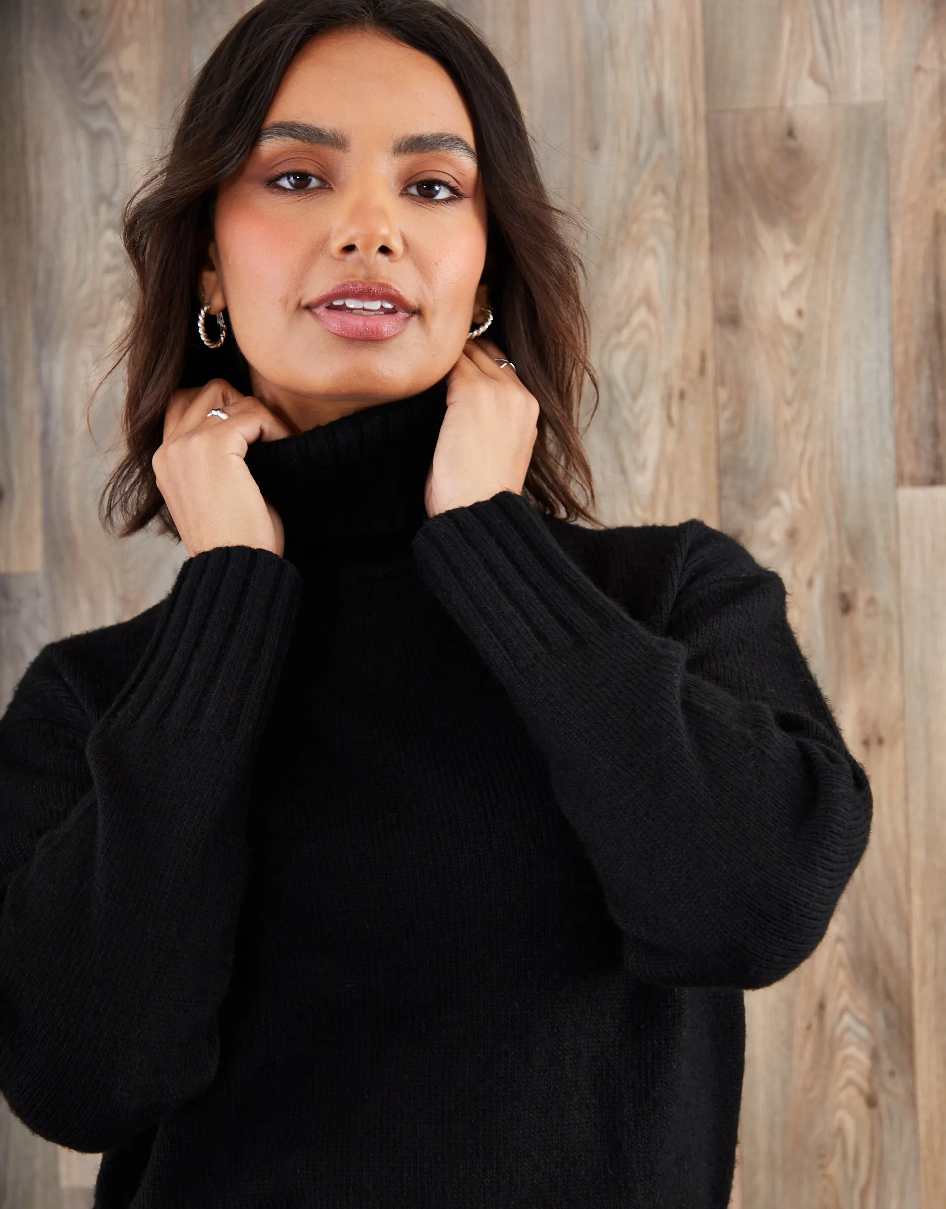 Black Oversized Roll Neck Jumper sold by Threadbare product image thumbnail 5