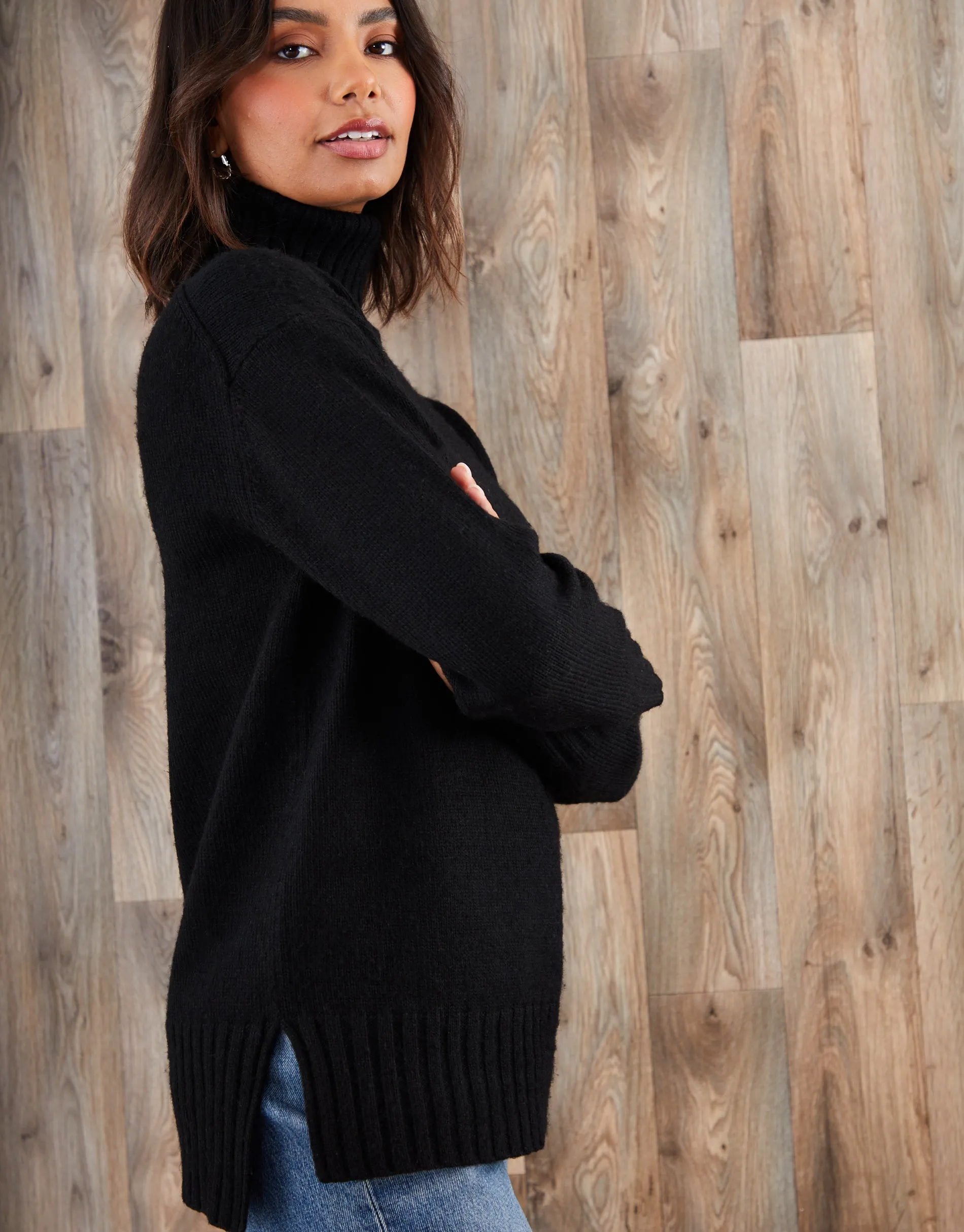 Black Oversized Roll Neck Jumper sold by Threadbare product image thumbnail 2