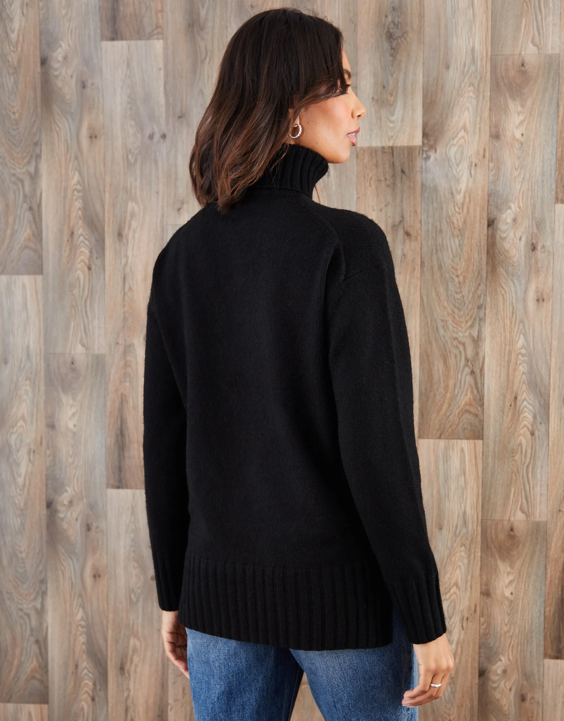 Black Oversized Roll Neck Jumper sold by Threadbare product image thumbnail 4