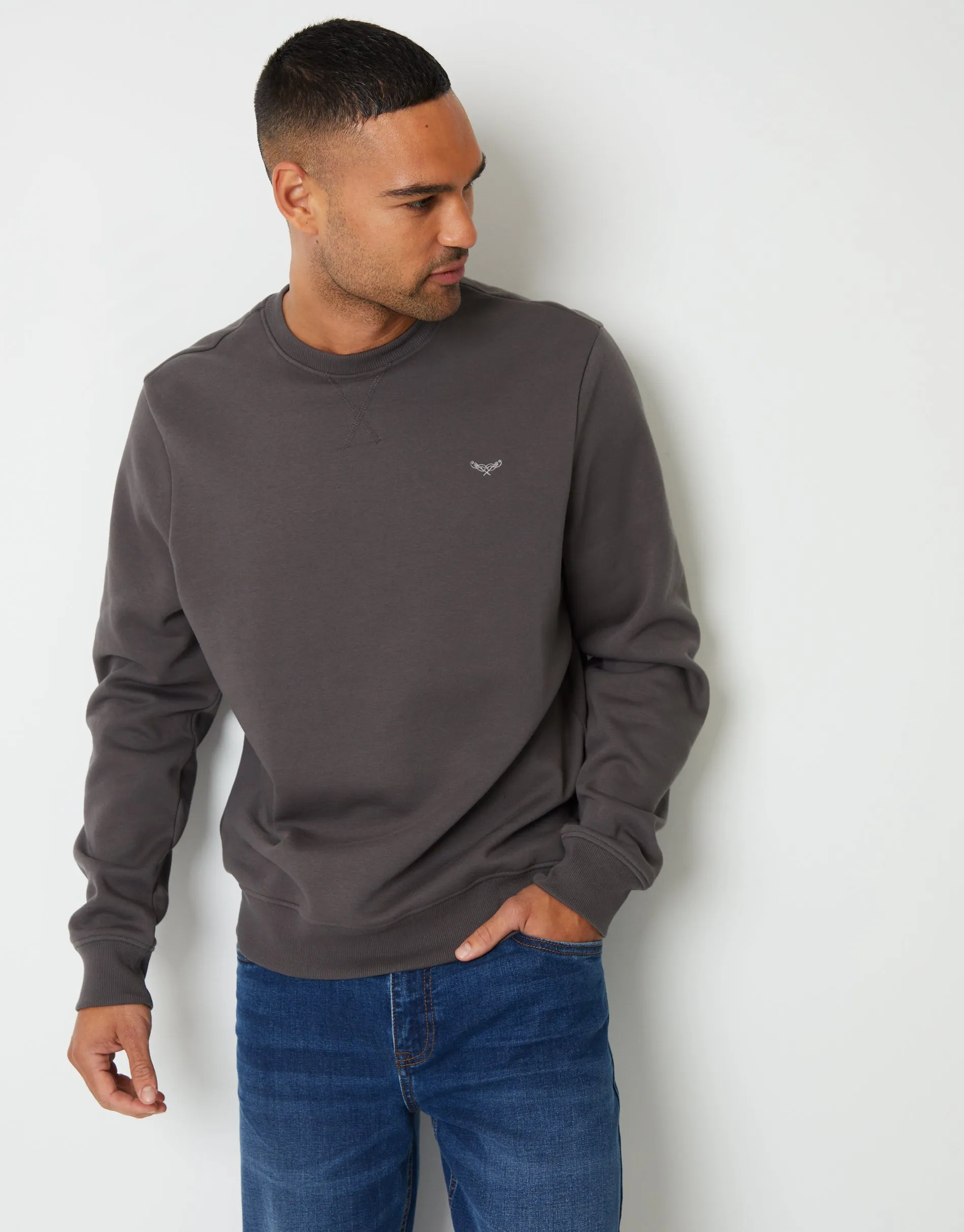 Slate Grey Crew Neck Sweatshirt sold by Threadbare