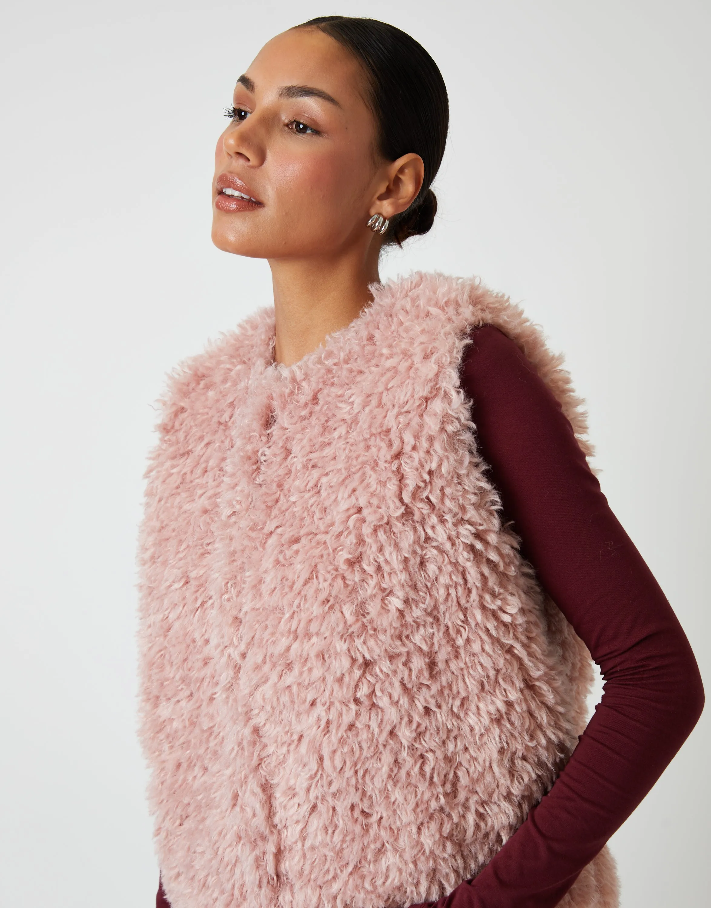 Pink Faux Fur Gilet sold by Threadbare product image thumbnail 2