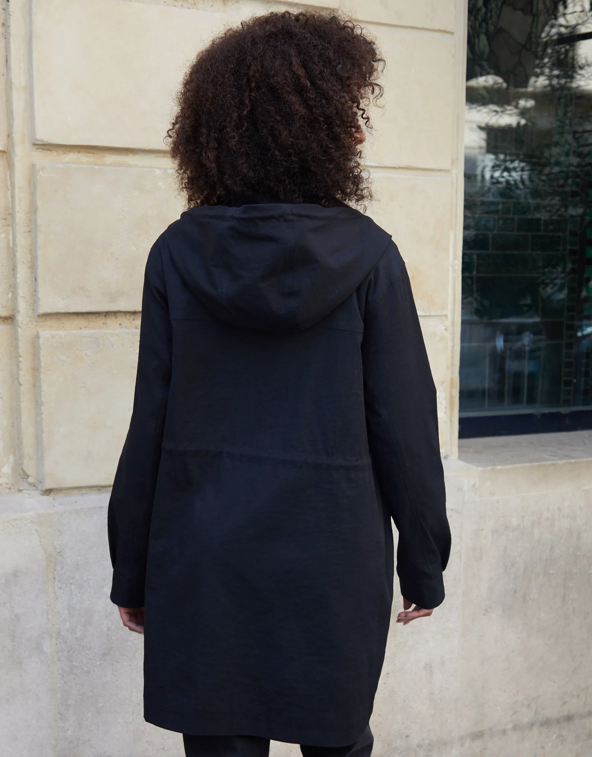Mid Length Hooded Mac in Black sold by Threadbare product image thumbnail 2